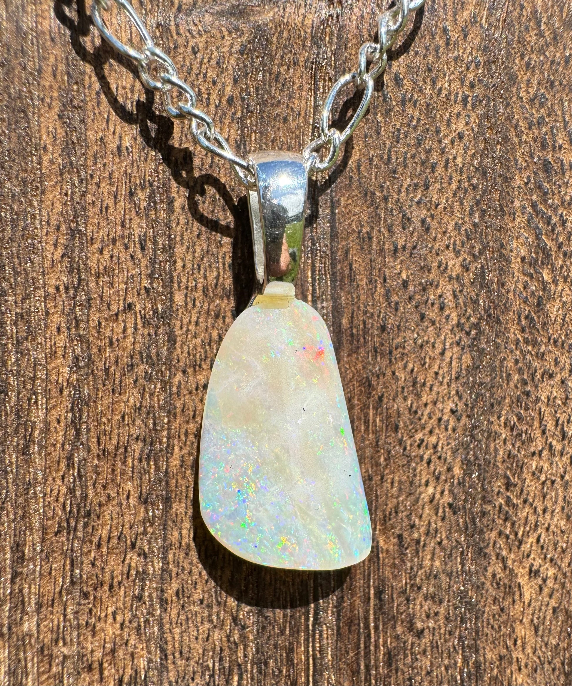 'Rainbow Falls' ~ Handcrafted 3ct Solid Lightning Ridge Opal Sterling Silver Pendant Necklace - Iona Opal Australia