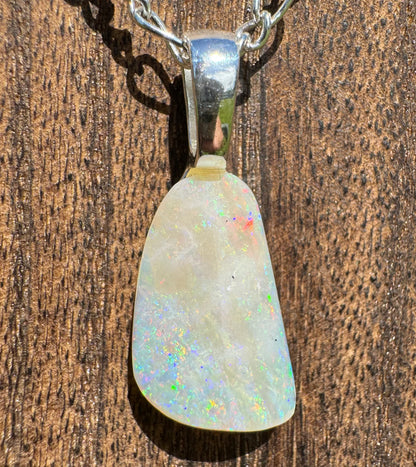 'Rainbow Falls' ~ Handcrafted 3ct Solid Lightning Ridge Opal Sterling Silver Pendant Necklace - Iona Opal Australia