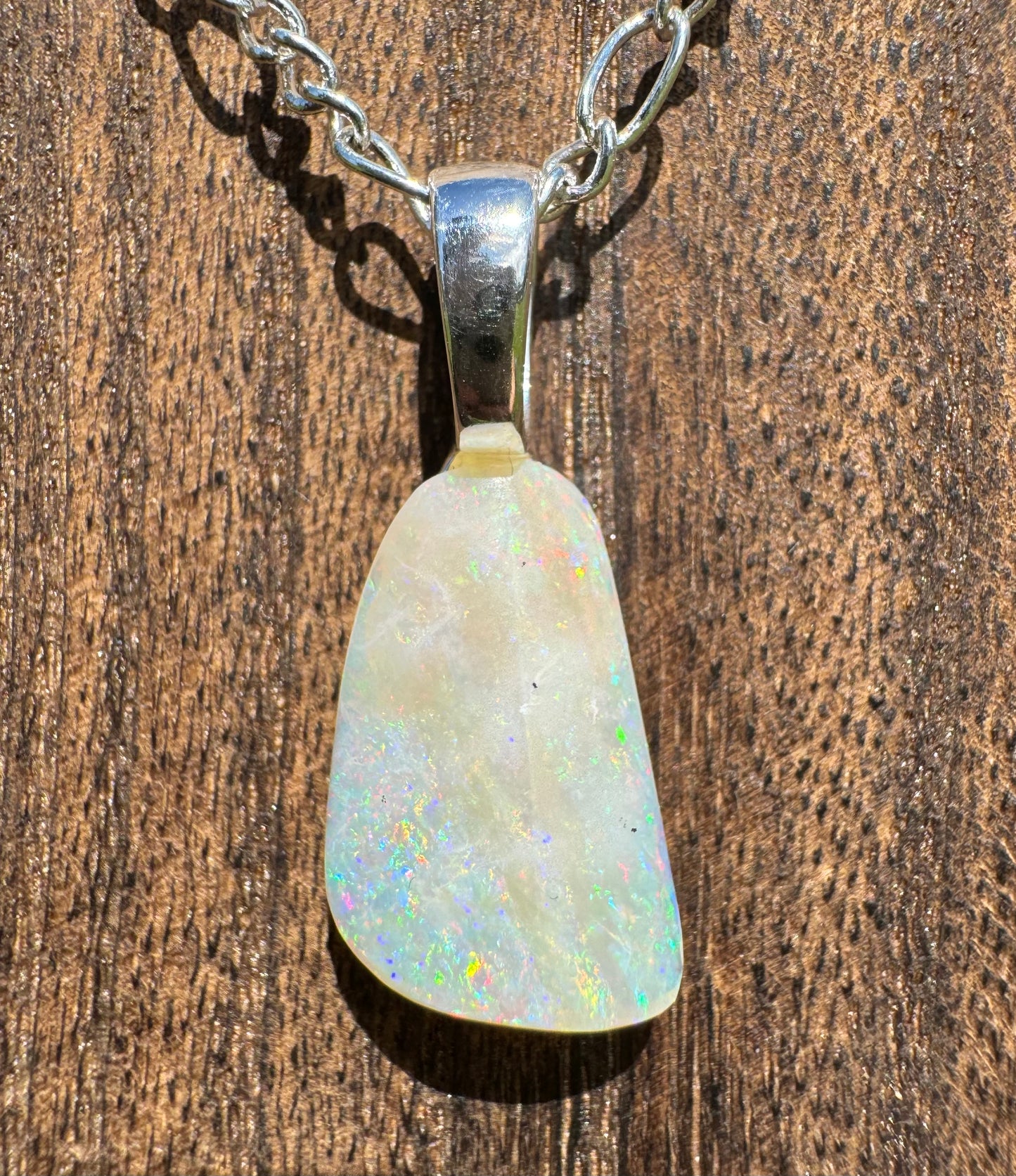 'Rainbow Falls' ~ Handcrafted 3ct Solid Lightning Ridge Opal Sterling Silver Pendant Necklace - Iona Opal Australia