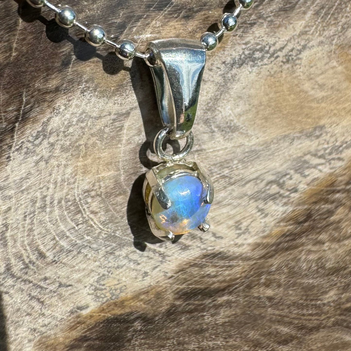 'Starry Plains' ~ Handcrafted 0.2ct Solid Lightning Ridge Opal Sterling Silver Pendant - Iona Opal Australia