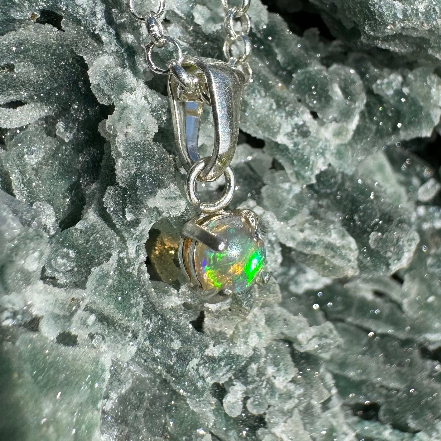 'Barrier Reef Bliss' ~ Handcrafted 0.2ct Solid Lightning Ridge Opal Sterling Silver Pendant - Iona Opal Australia