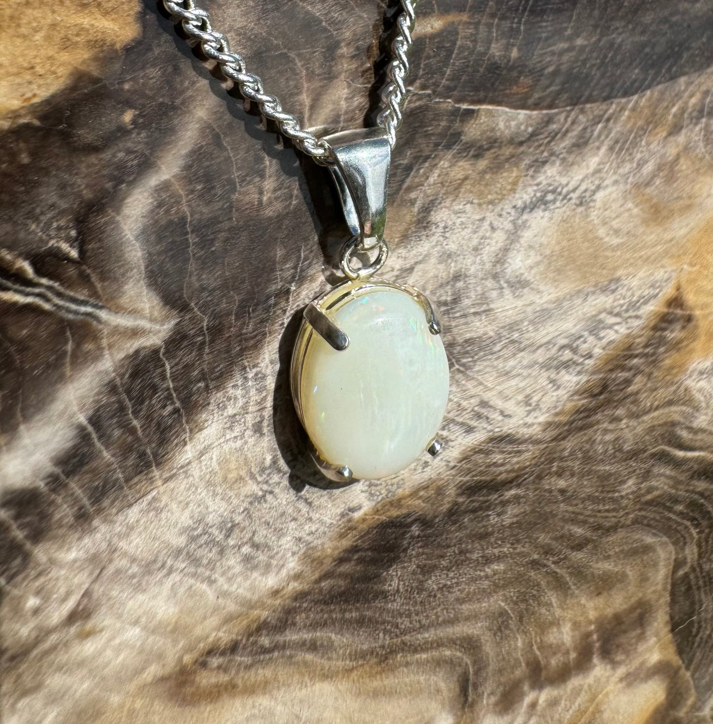 'Twilight Over the Plains' ~ Handcrafted 1.3ct Solid Coober Pedy Opal Sterling Silver Pendant Necklace - Iona Opal Australia