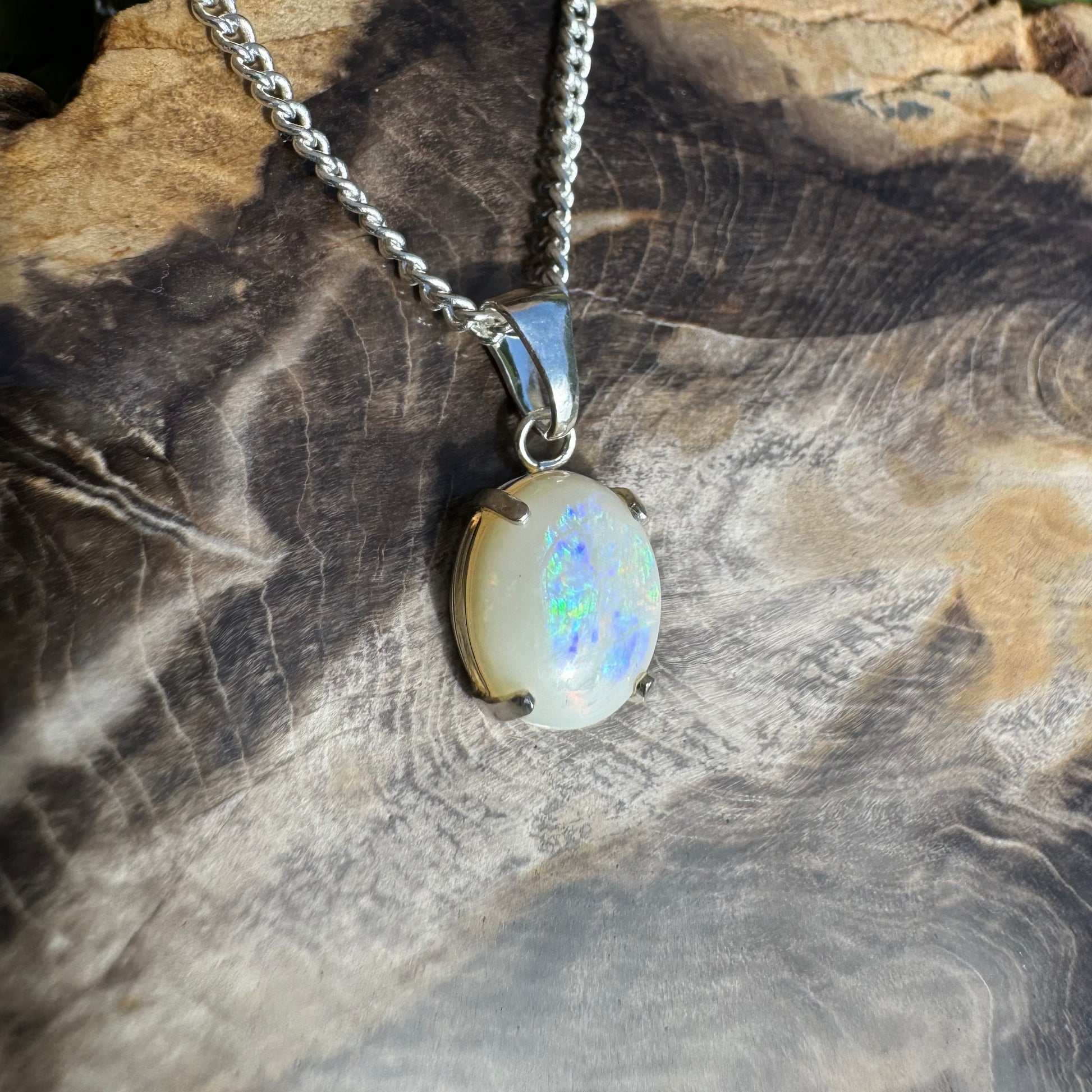 'Twilight Over the Plains' ~ Handcrafted 1.3ct Solid Coober Pedy Opal Sterling Silver Pendant Necklace - Iona Opal Australia