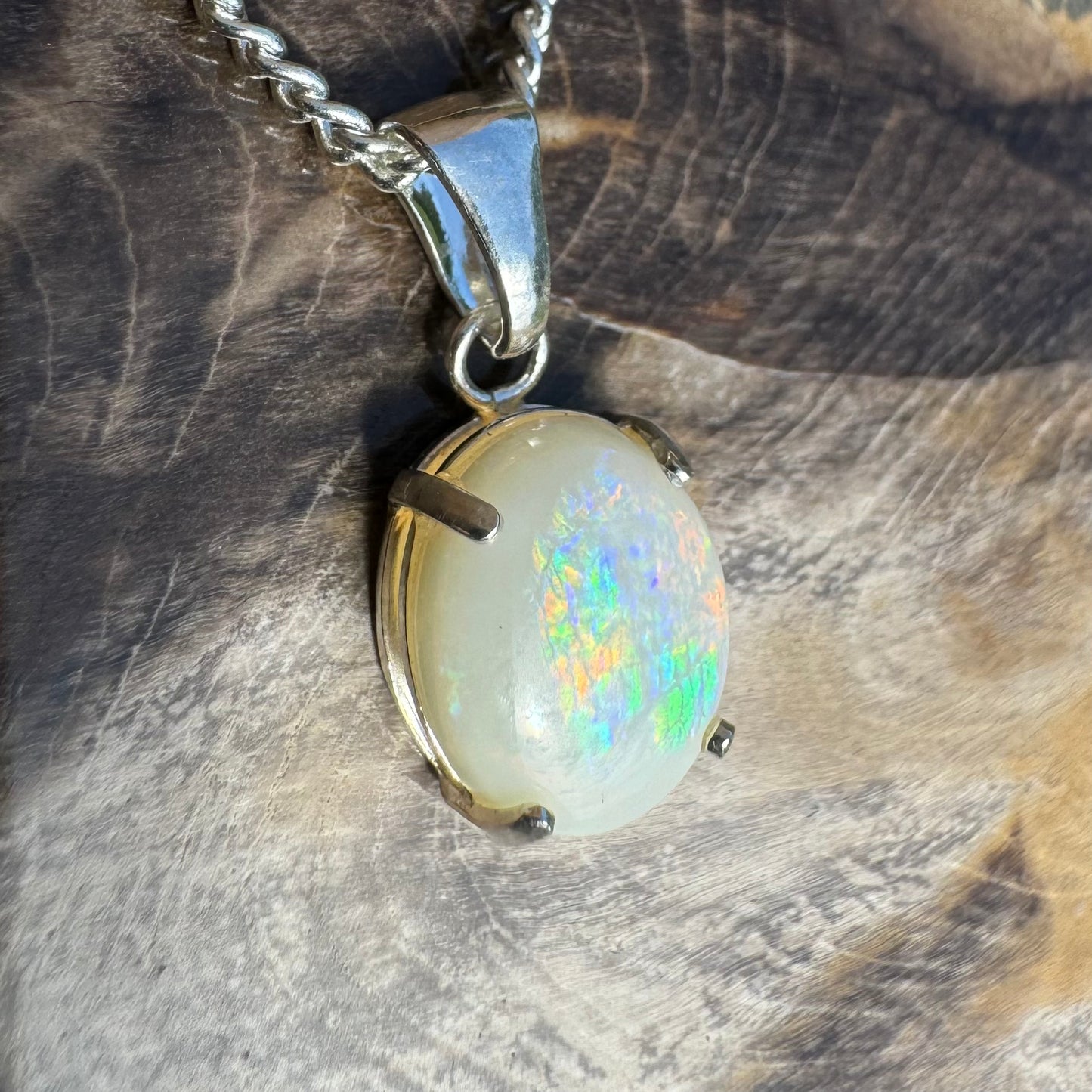 'Twilight Over the Plains' ~ Handcrafted 1.3ct Solid Coober Pedy Opal Sterling Silver Pendant Necklace - Iona Opal Australia