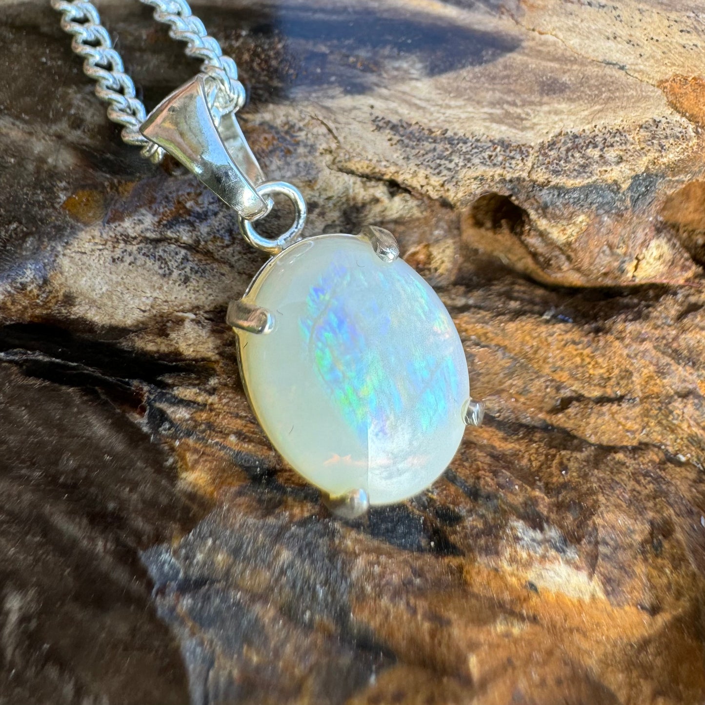 'Twilight Over the Plains' ~ Handcrafted 1.3ct Solid Coober Pedy Opal Sterling Silver Pendant Necklace - Iona Opal Australia