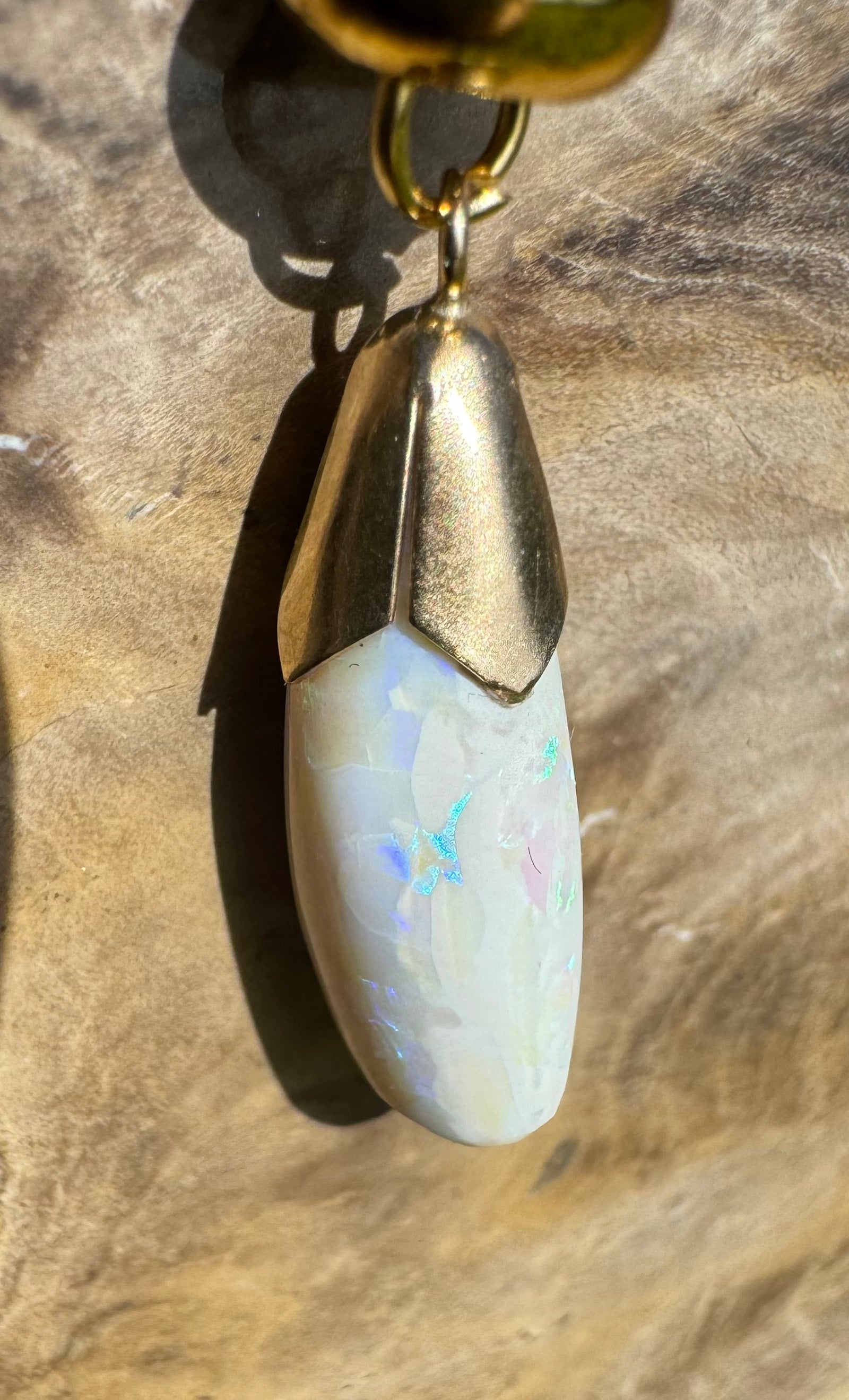 'Golden Horizons' ~ Handcrafted 9ct Solid Gold 3.6ct Lightning Ridge White Opal Pendant - Iona Opal Australia