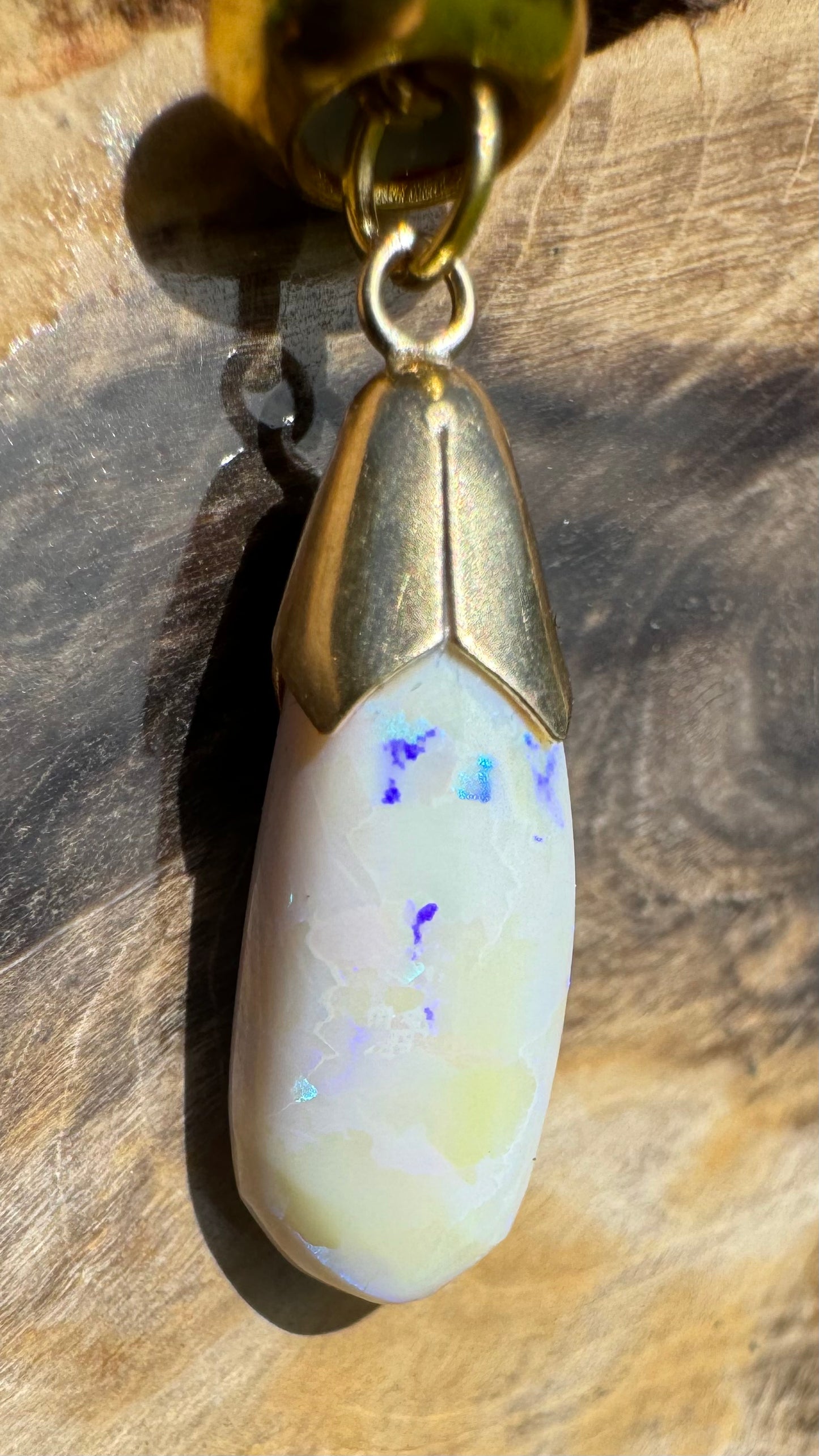 'Golden Horizons' ~ Handcrafted 9ct Solid Gold 3.6ct Lightning Ridge White Opal Pendant - Iona Opal Australia