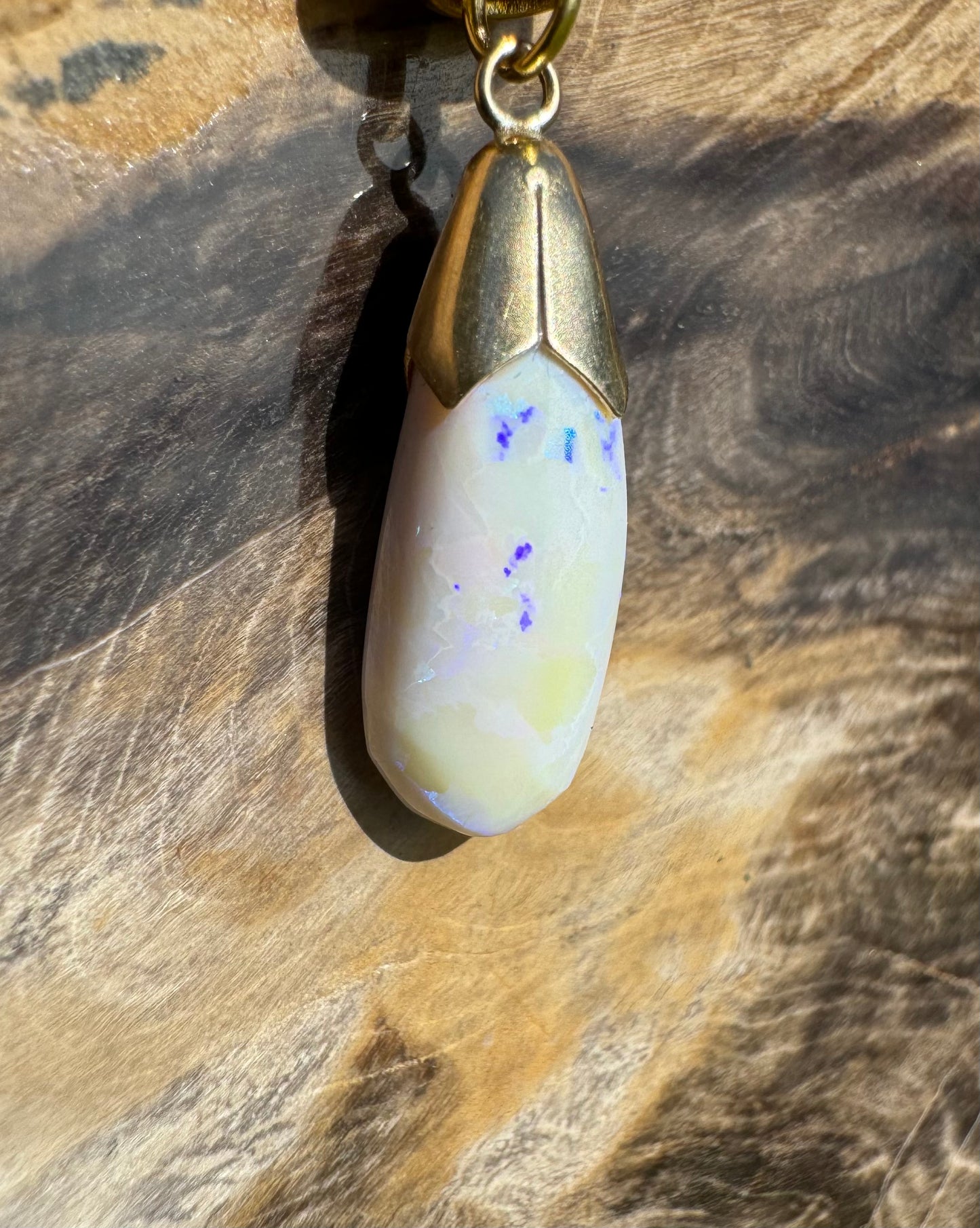 'Golden Horizons' ~ Handcrafted 9ct Solid Gold 3.6ct Lightning Ridge White Opal Pendant - Iona Opal Australia