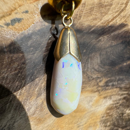 'Golden Horizons' ~ Handcrafted 9ct Solid Gold 3.6ct Lightning Ridge White Opal Pendant - Iona Opal Australia