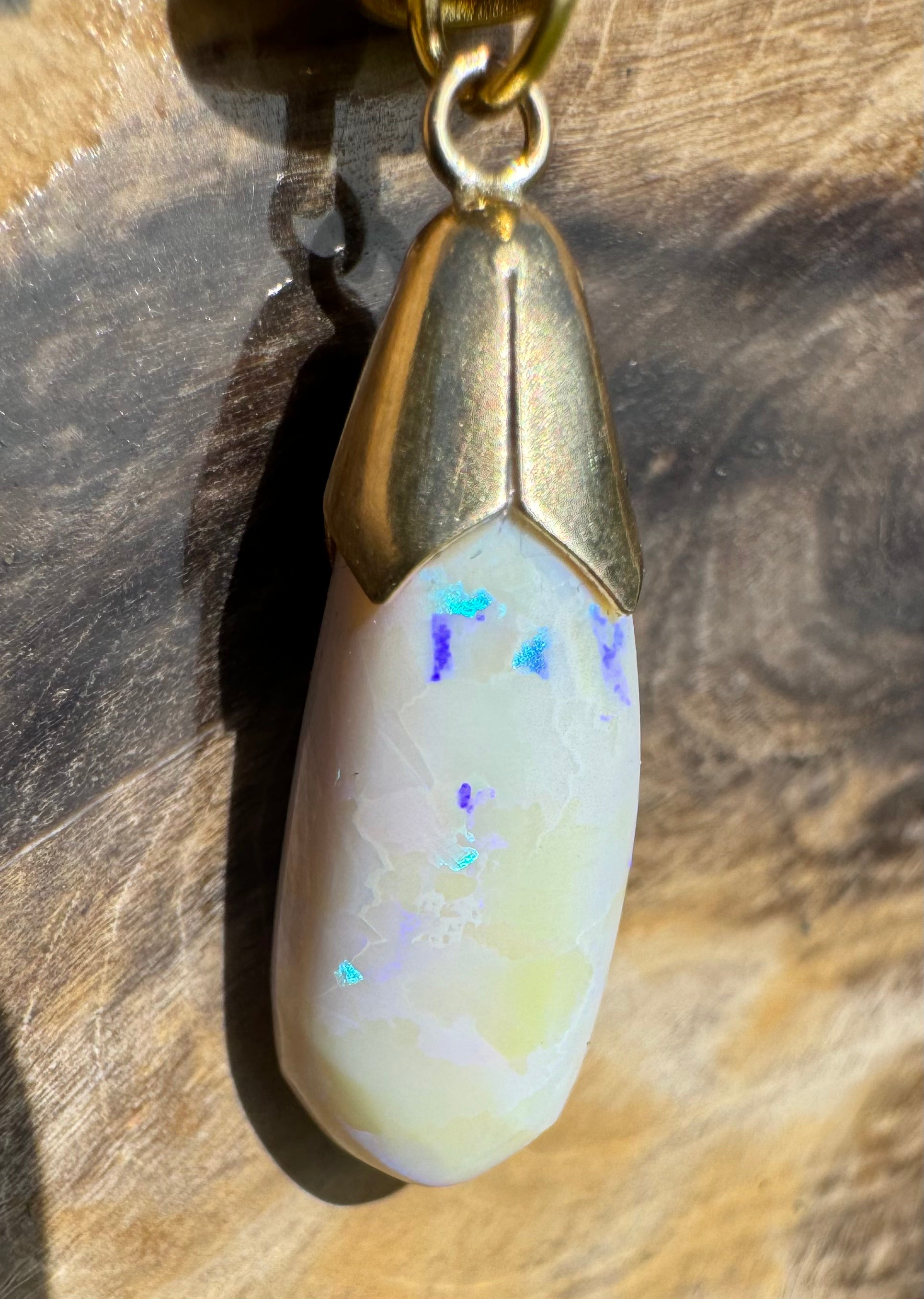 'Golden Horizons' ~ Handcrafted 9ct Solid Gold 3.6ct Lightning Ridge White Opal Pendant - Iona Opal Australia