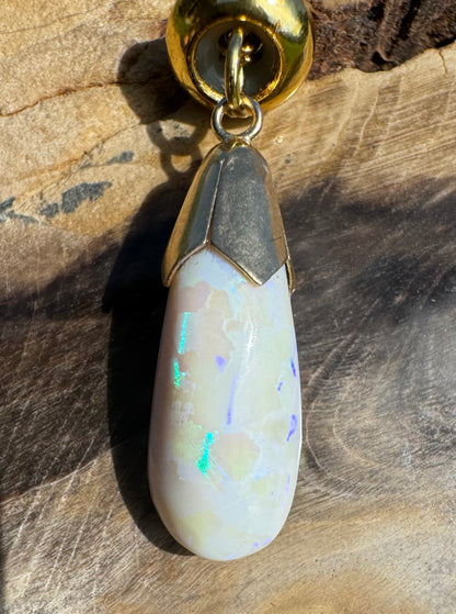 'Golden Horizons' ~ Handcrafted 9ct Solid Gold 3.6ct Lightning Ridge White Opal Pendant - Iona Opal Australia