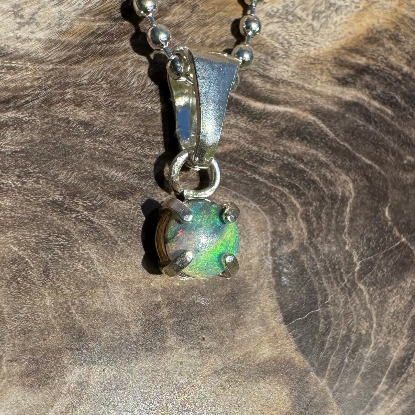 'Coral Cove' ~ Handcrafted 0.2ct Solid Lightning Ridge Opal Sterling Silver Pendant - Iona Opal Australia