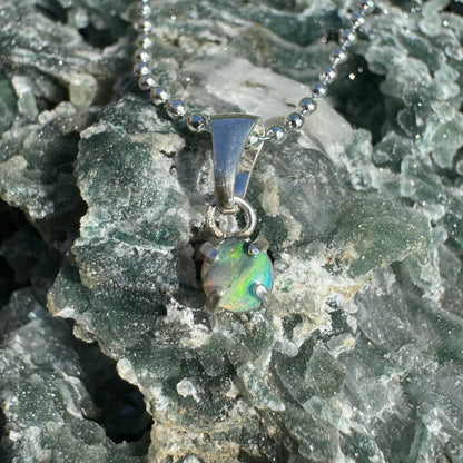 'Coral Cove' ~ Handcrafted 0.2ct Solid Lightning Ridge Opal Sterling Silver Pendant - Iona Opal Australia