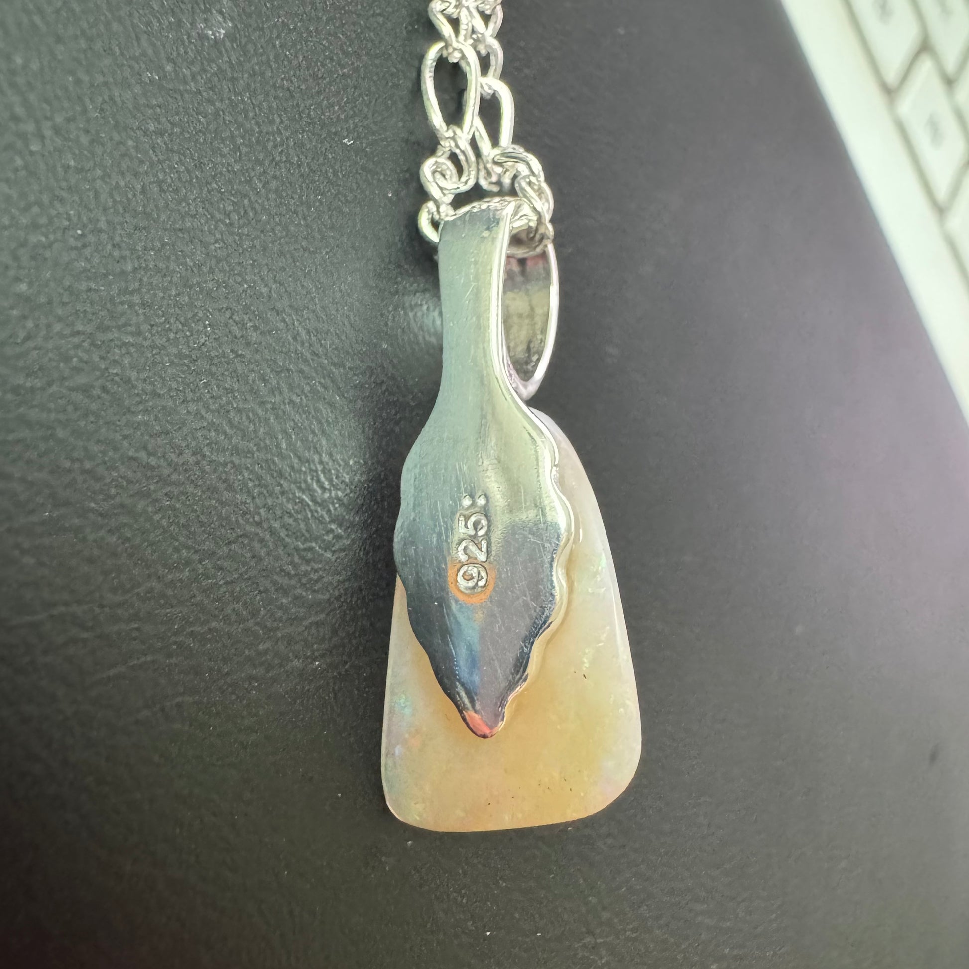 'Rainbow Falls' ~ Handcrafted 3ct Solid Lightning Ridge Opal Sterling Silver Pendant Necklace - Iona Opal Australia