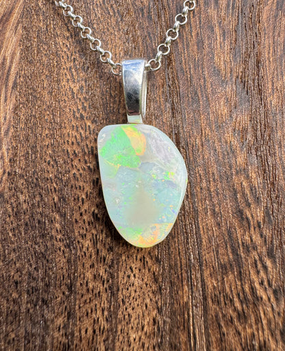 'Sunset Horizon' ~ Handcrafted 3.7ct Solid Lightning Ridge Opal Sterling Silver Pendant Necklace - Iona Opal Australia