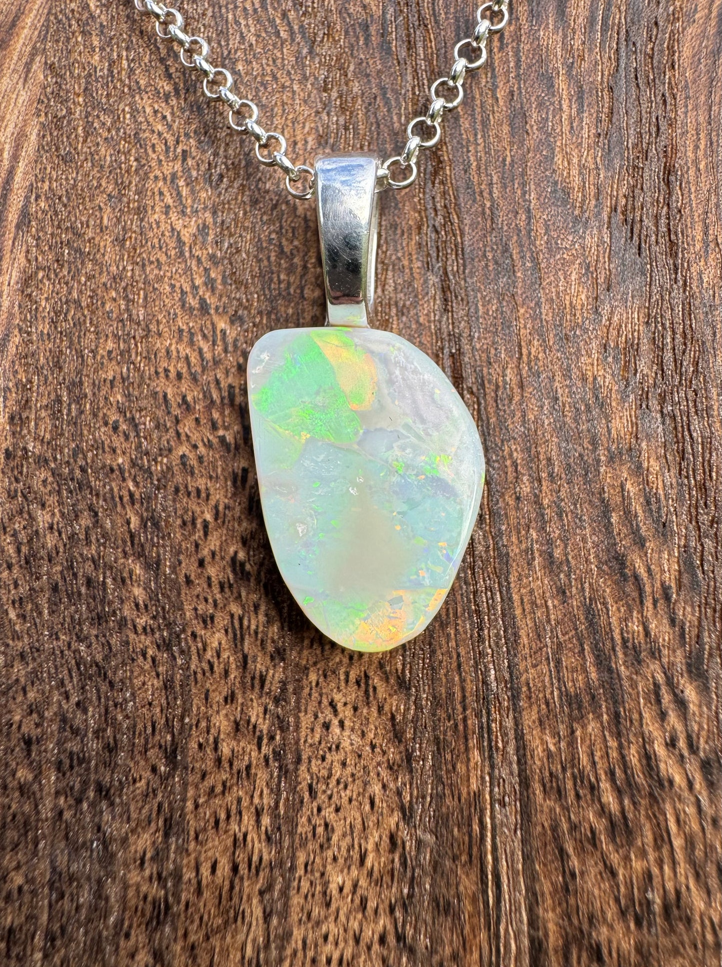 'Sunset Horizon' ~ Handcrafted 3.7ct Solid Lightning Ridge Opal Sterling Silver Pendant Necklace - Iona Opal Australia