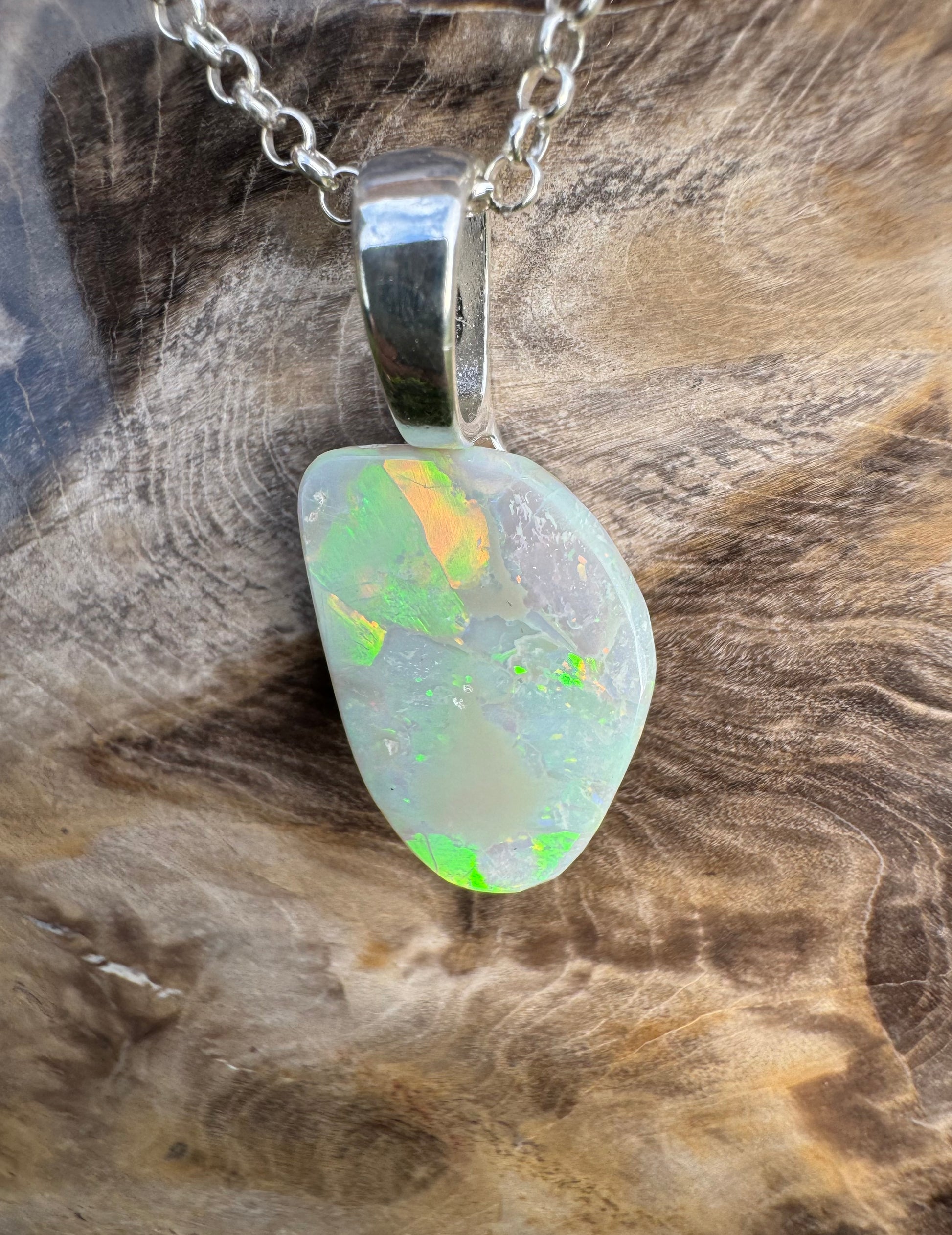 'Sunset Horizon' ~ Handcrafted 3.7ct Solid Lightning Ridge Opal Sterling Silver Pendant Necklace - Iona Opal Australia