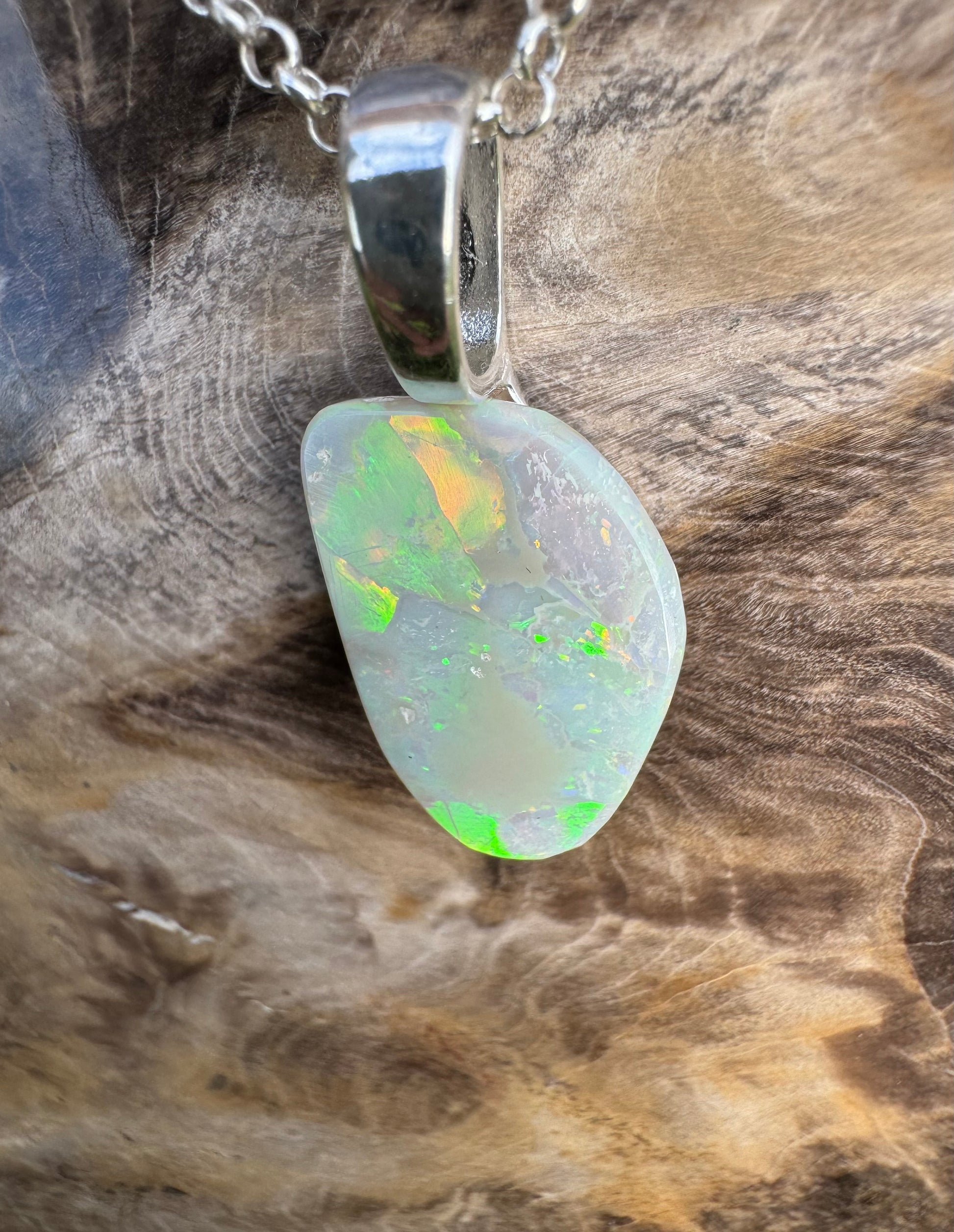 'Sunset Horizon' ~ Handcrafted 3.7ct Solid Lightning Ridge Opal Sterling Silver Pendant Necklace - Iona Opal Australia