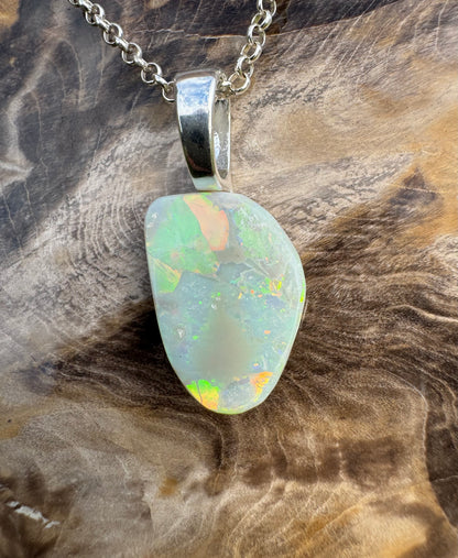 'Sunset Horizon' ~ Handcrafted 3.7ct Solid Lightning Ridge Opal Sterling Silver Pendant Necklace - Iona Opal Australia