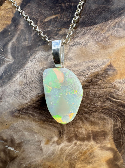 'Sunset Horizon' ~ Handcrafted 3.7ct Solid Lightning Ridge Opal Sterling Silver Pendant Necklace - Iona Opal Australia