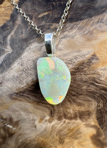 'Sunset Horizon' ~ Handcrafted 3.7ct Solid Lightning Ridge Opal Sterling Silver Pendant Necklace - Iona Opal Australia