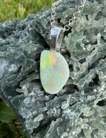 'Sunset Horizon' ~ Handcrafted 3.7ct Solid Lightning Ridge Opal Sterling Silver Pendant Necklace - Iona Opal Australia