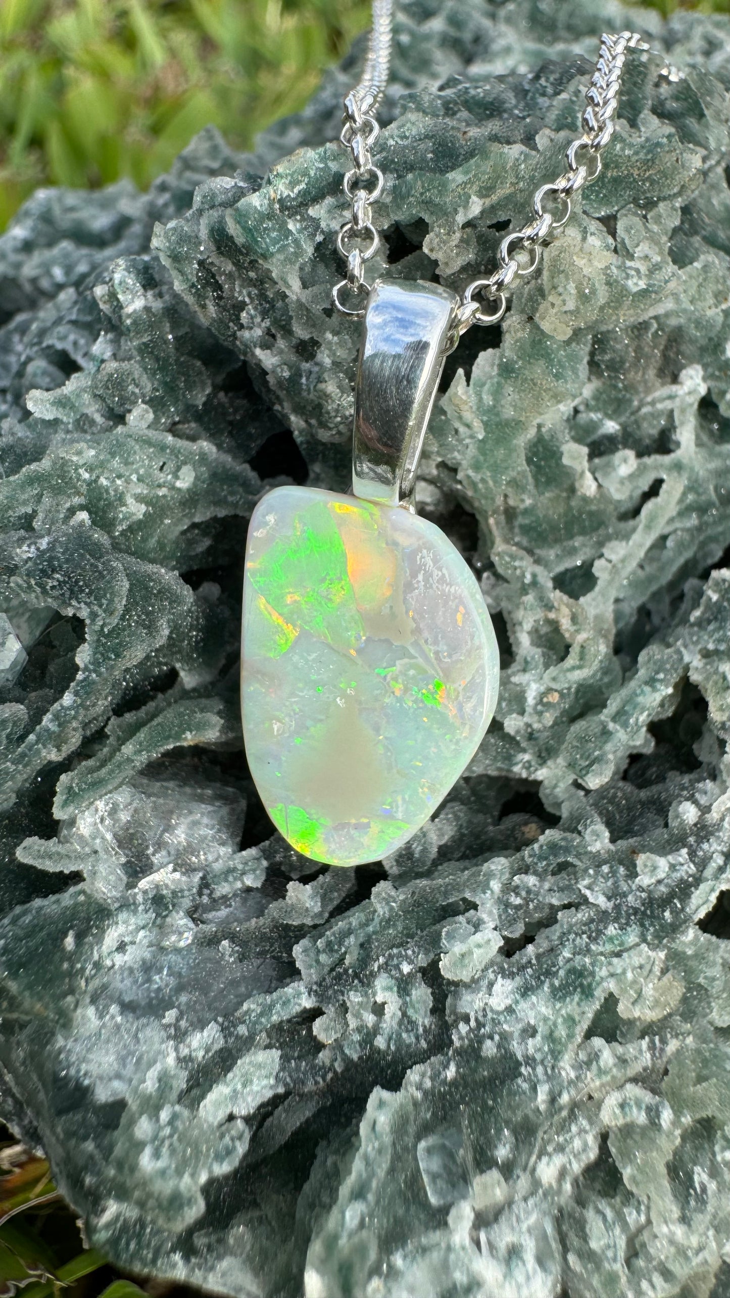 'Sunset Horizon' ~ Handcrafted 3.7ct Solid Lightning Ridge Opal Sterling Silver Pendant Necklace - Iona Opal Australia