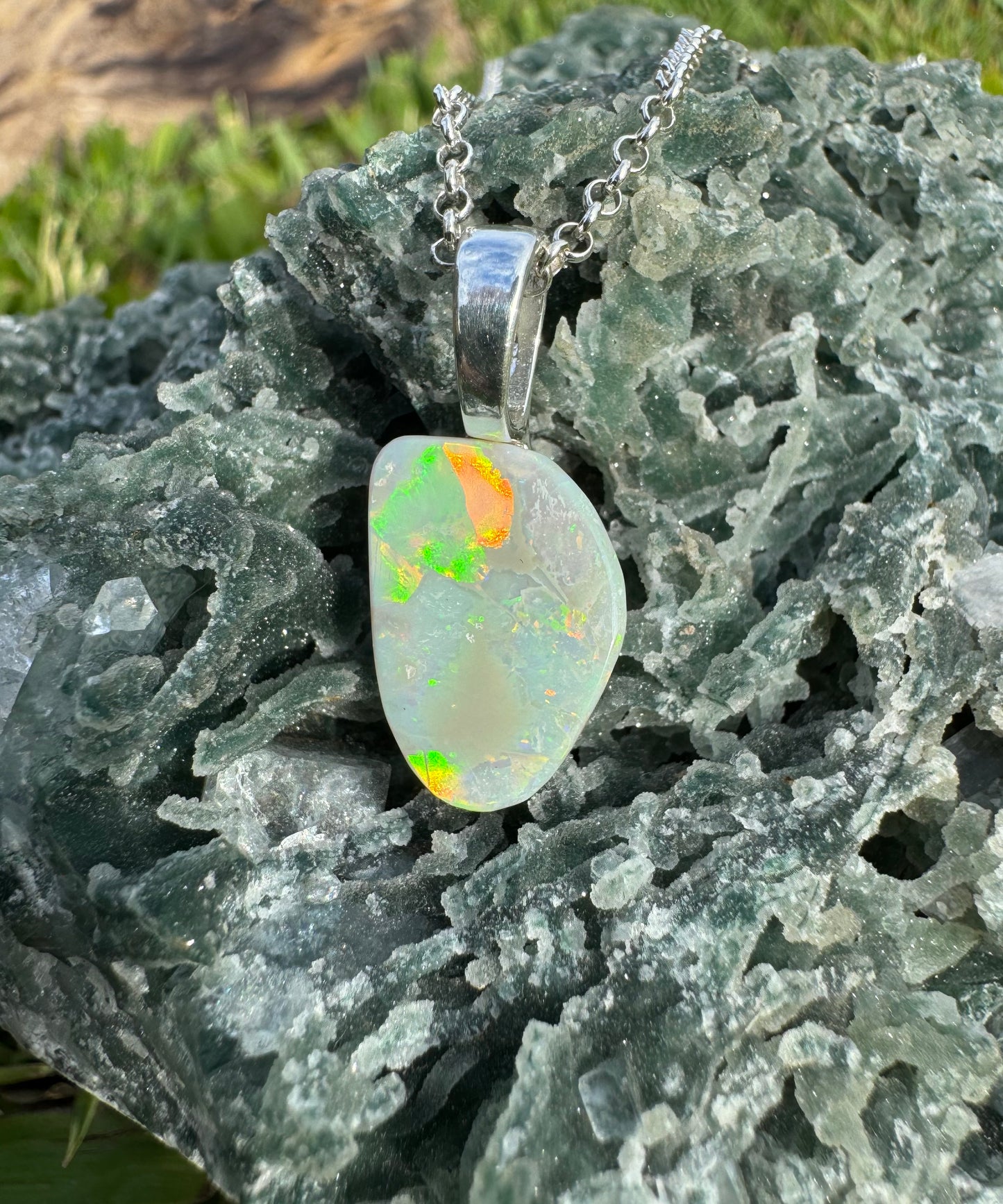 'Sunset Horizon' ~ Handcrafted 3.7ct Solid Lightning Ridge Opal Sterling Silver Pendant Necklace - Iona Opal Australia