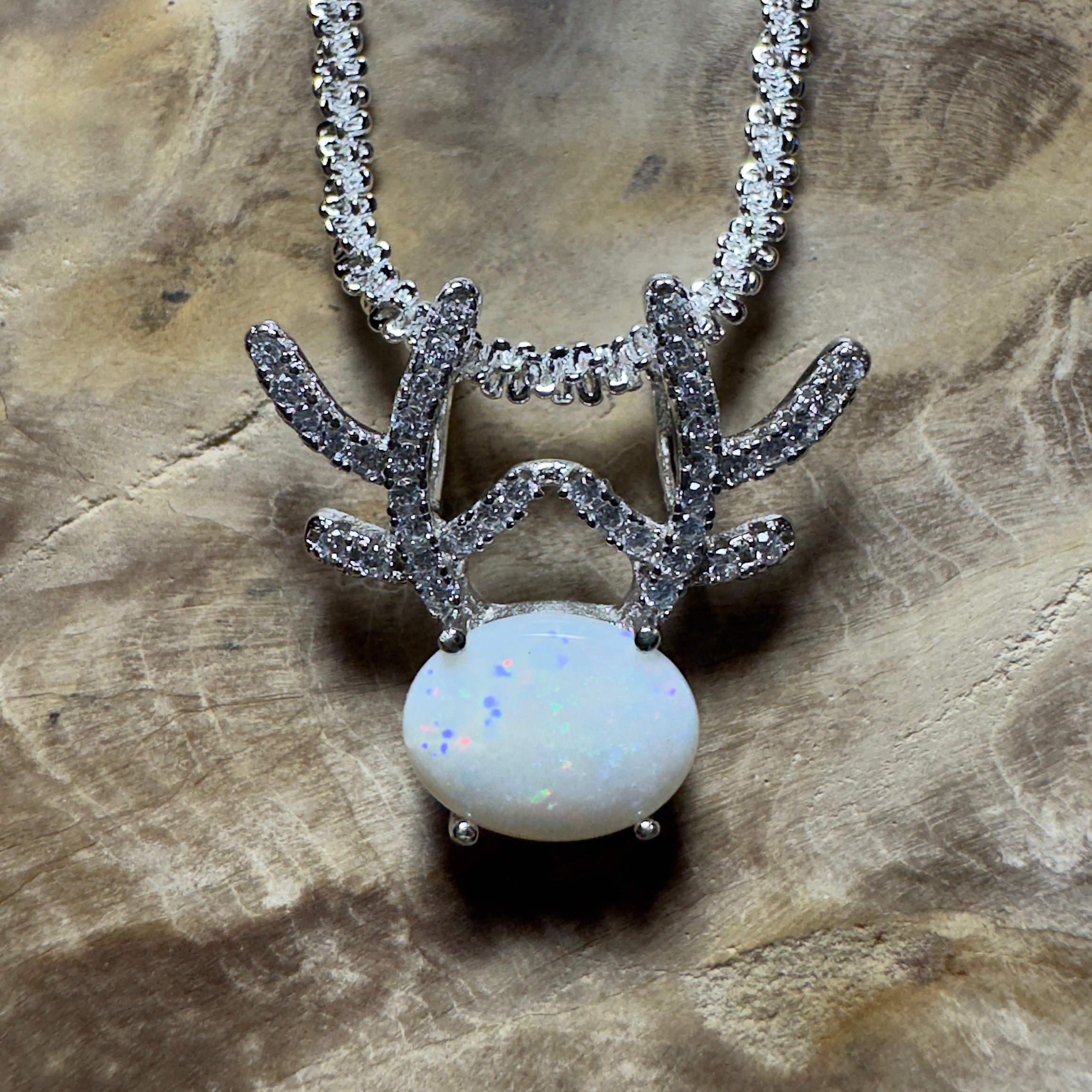 1ct Coober Pedy Opal Pendant Necklace ~ 'The Coral Coast Crawler' | 925 Sterling Silver | Solid Australian Opal
