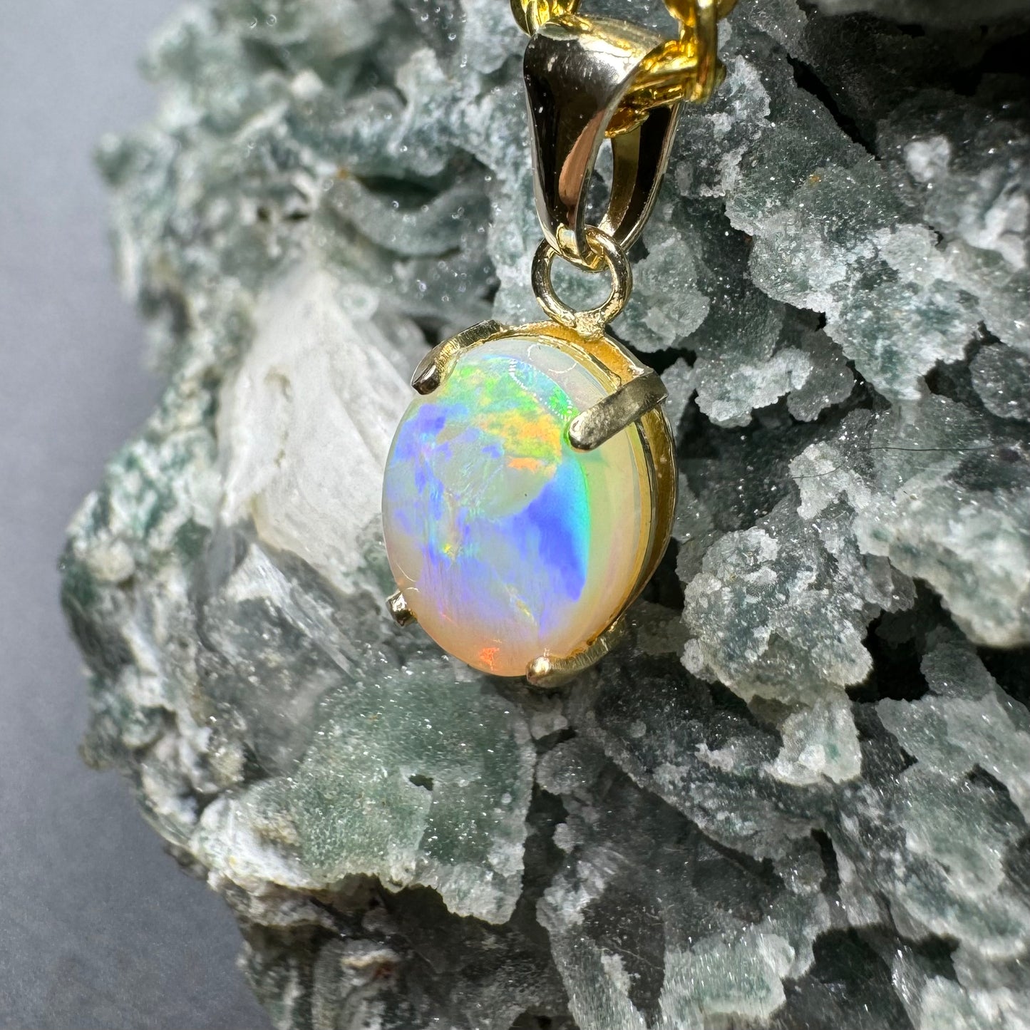 'Rainbow Tides' ~ Handcrafted 9ct Solid Gold 1.3ct Lightning Ridge Opal Pendant - Iona Opal Australia