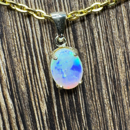 'Rainbow Tides' ~ Handcrafted 9ct Solid Gold 1.3ct Lightning Ridge Opal Pendant - Iona Opal Australia