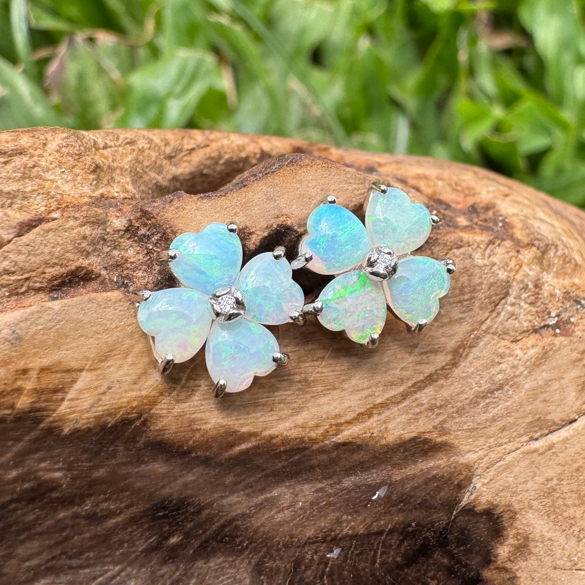 1.6ct Coober Pedy Crystal Opal Stud Earrings ~ 'Russell Falls Mist' | 925 Sterling Silver | Solid Australian Opal