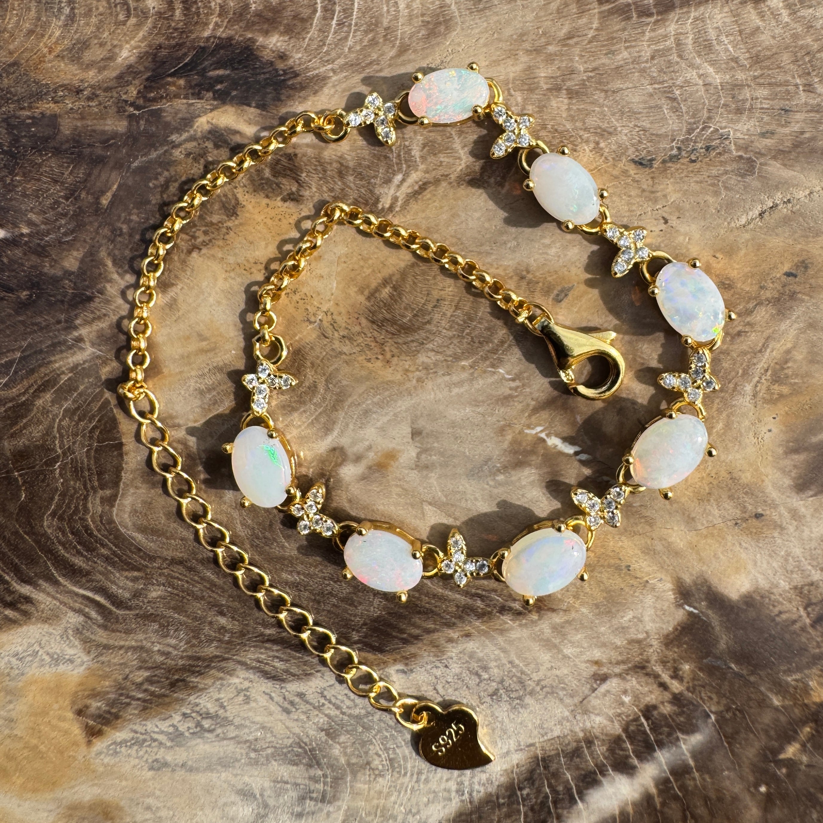 2.1ct Coober Pedy Opal Bracelet ~ 'Manly Gold Spectrum' | Gold Coated 925 Sterling Silver | Solid Australian Opal
