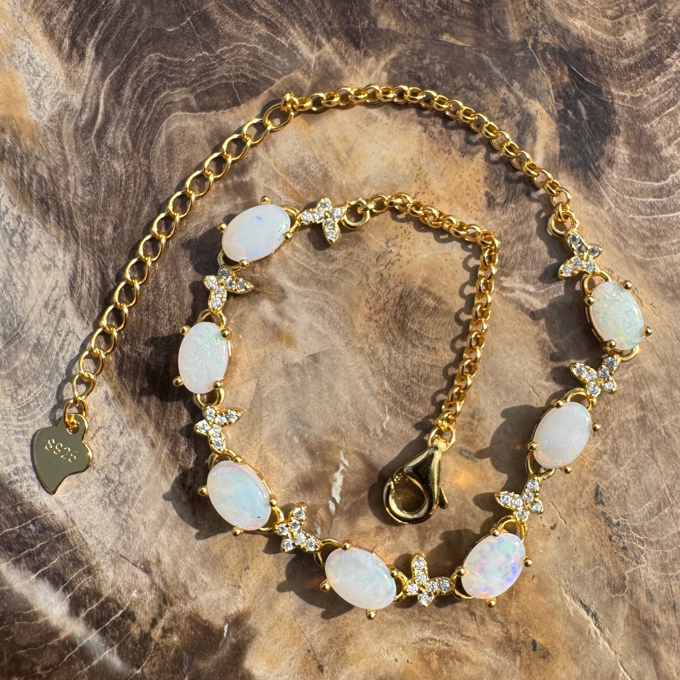 2.1ct Coober Pedy Opal Bracelet ~ 'Manly Gold Spectrum' | Gold Coated 925 Sterling Silver | Solid Australian Opal