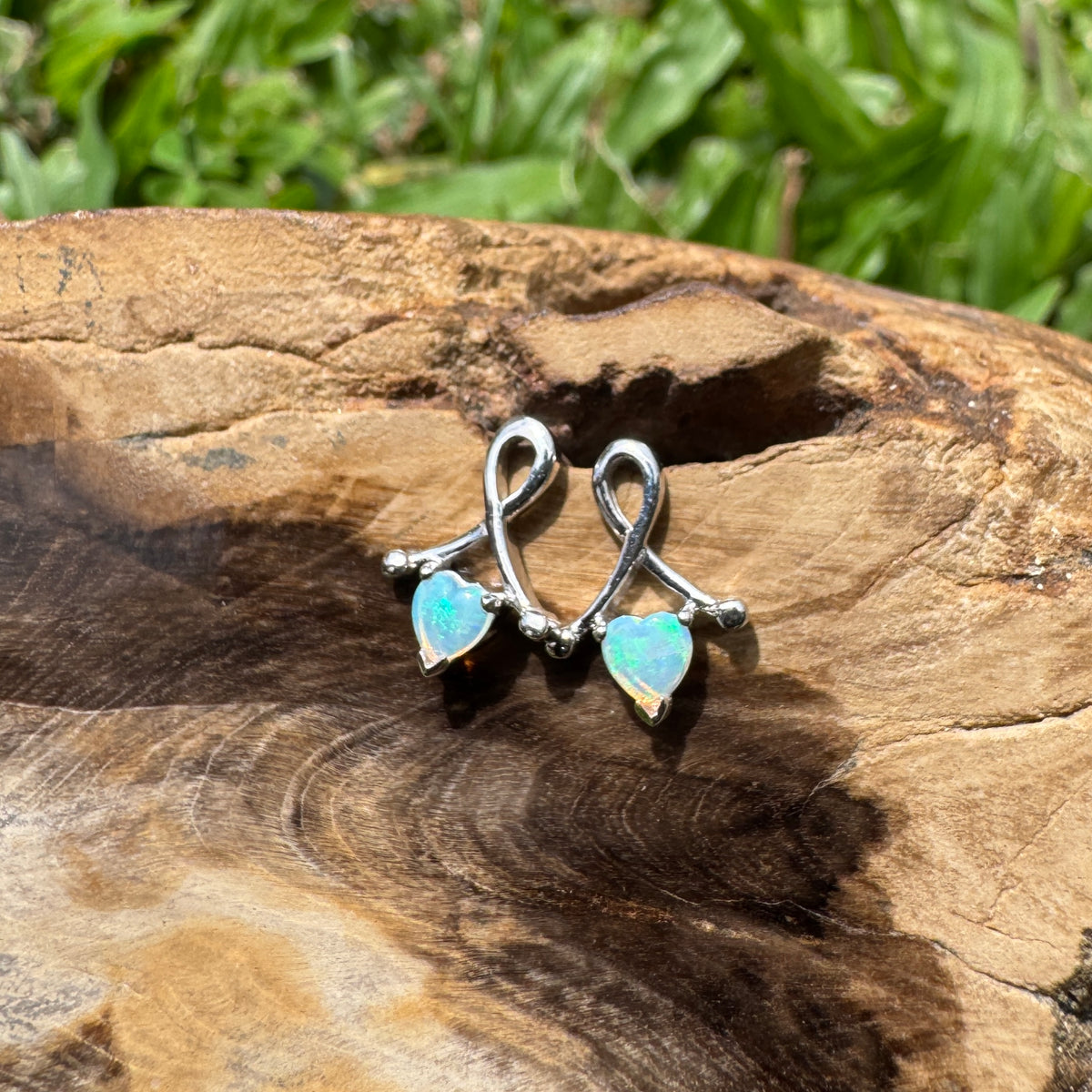 0.6ct Coober Pedy Crystal Opal Stud Earrings ~ 'Emerald Lake Glimmer' | 925 Sterling Silver | Solid Australian Opal