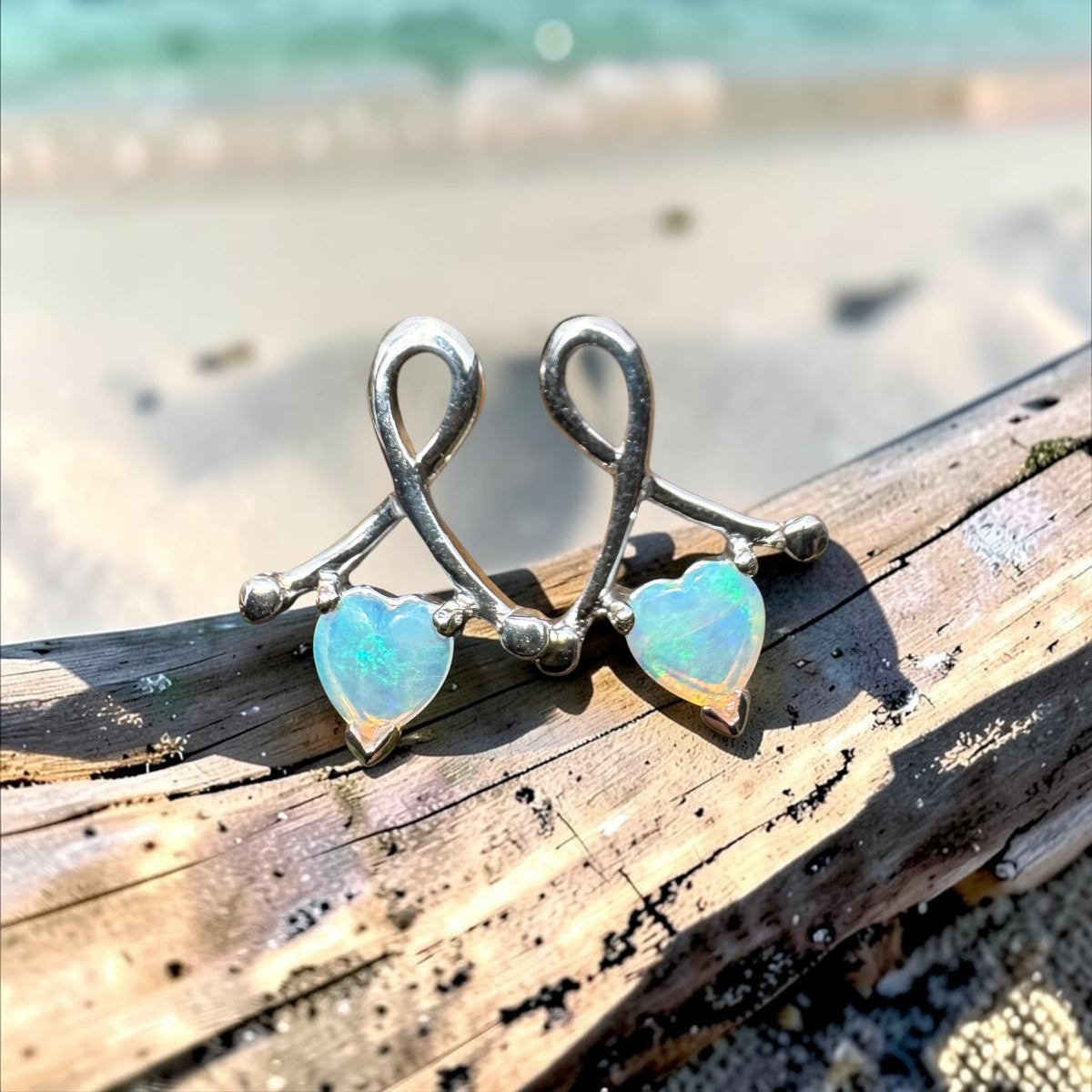 0.6ct Coober Pedy Crystal Opal Stud Earrings ~ 'Emerald Lake Glimmer' | 925 Sterling Silver | Solid Australian Opal