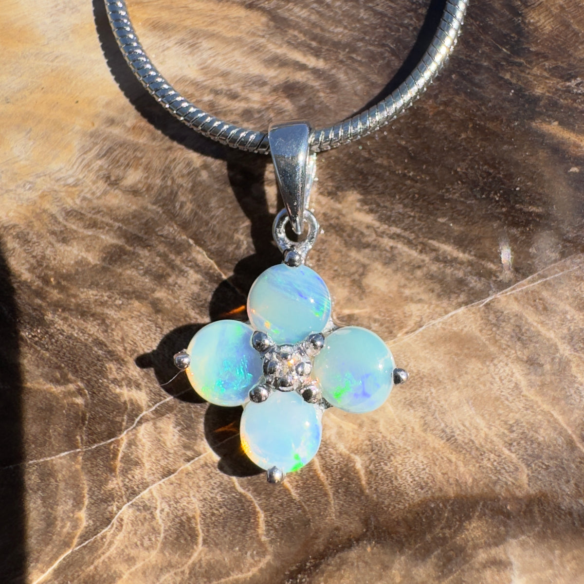 1.2ct Coober Pedy Opal Pendant Necklace ~ 'Daintree Divine' | 925 Sterling Silver | Solid Australian Opal