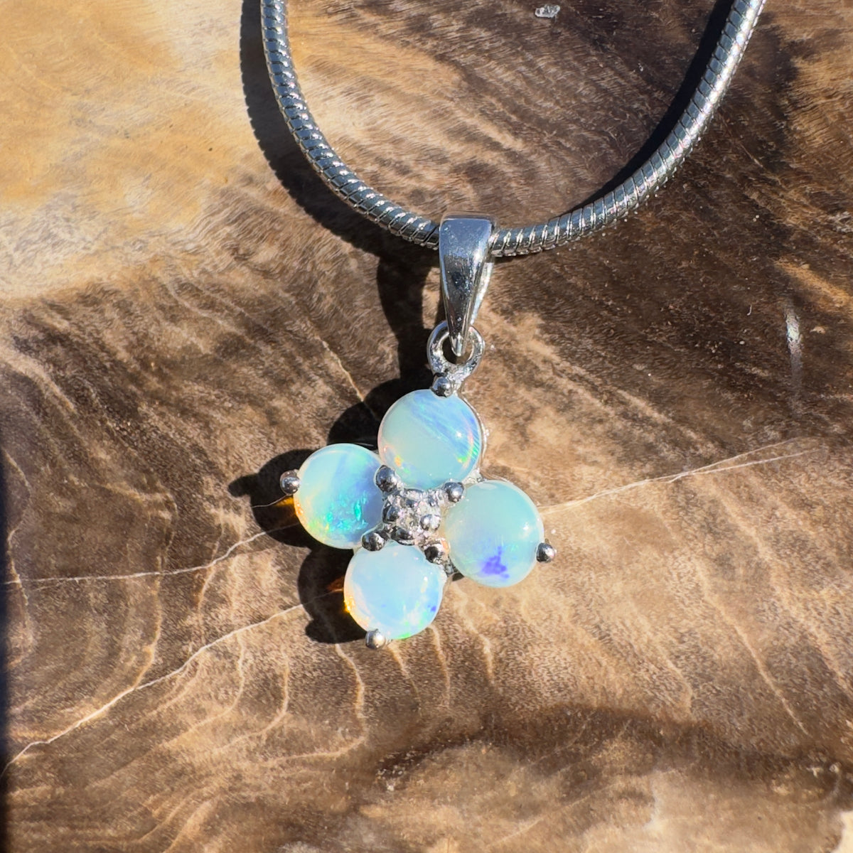 1.2ct Coober Pedy Opal Pendant Necklace ~ 'Daintree Divine' | 925 Sterling Silver | Solid Australian Opal