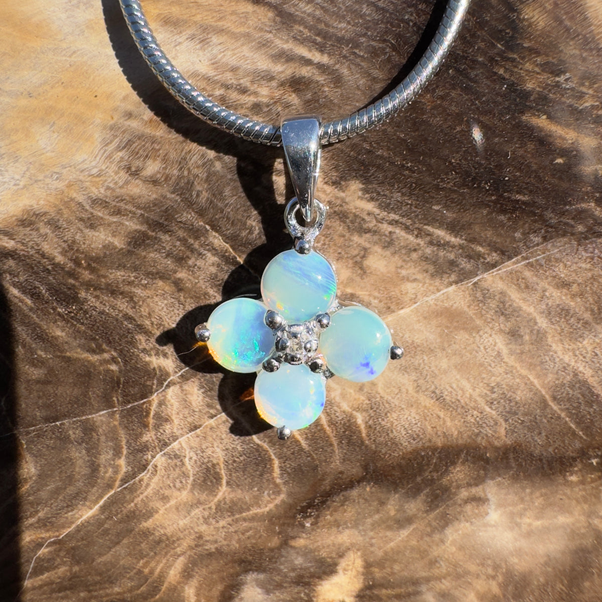 1.2ct Coober Pedy Opal Pendant Necklace ~ 'Daintree Divine' | 925 Sterling Silver | Solid Australian Opal