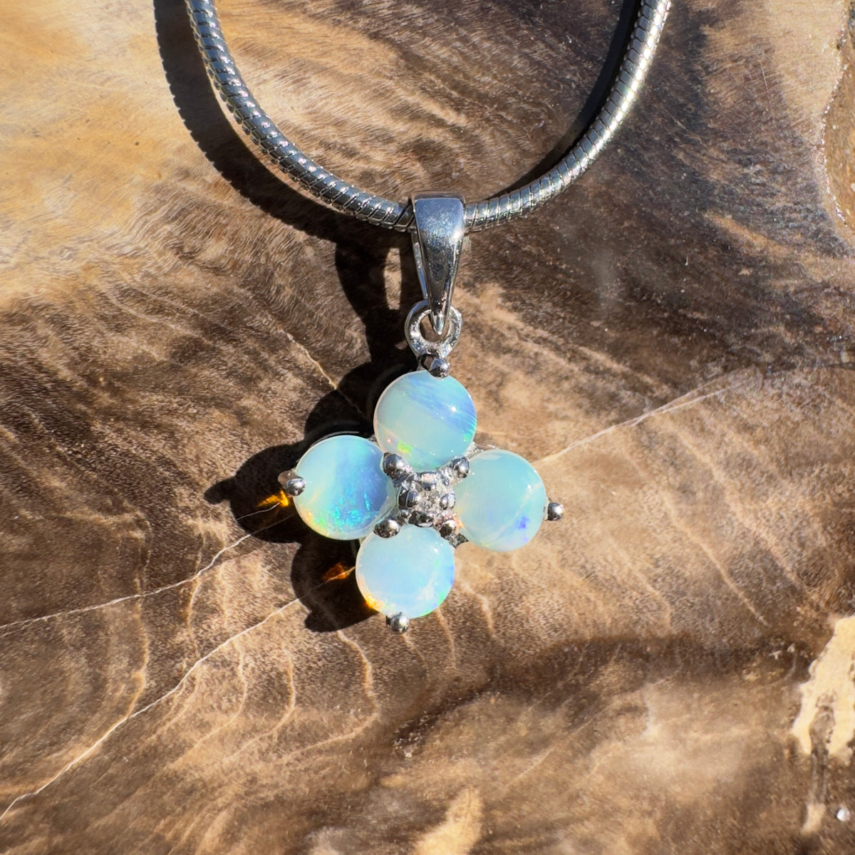 1.2ct Coober Pedy Opal Pendant Necklace ~ 'Daintree Divine' | 925 Sterling Silver | Solid Australian Opal