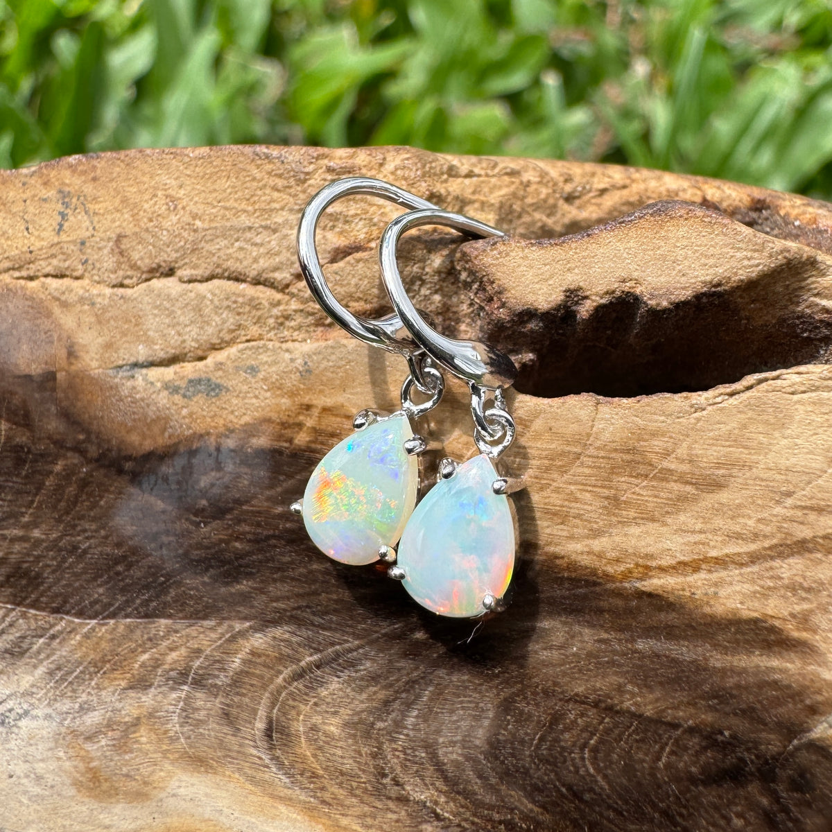 1.2ct Coober Pedy Opal Hook Earrings ~ 'Millaa Millaa Drops' | 925 Sterling Silver | Solid Australian Opal