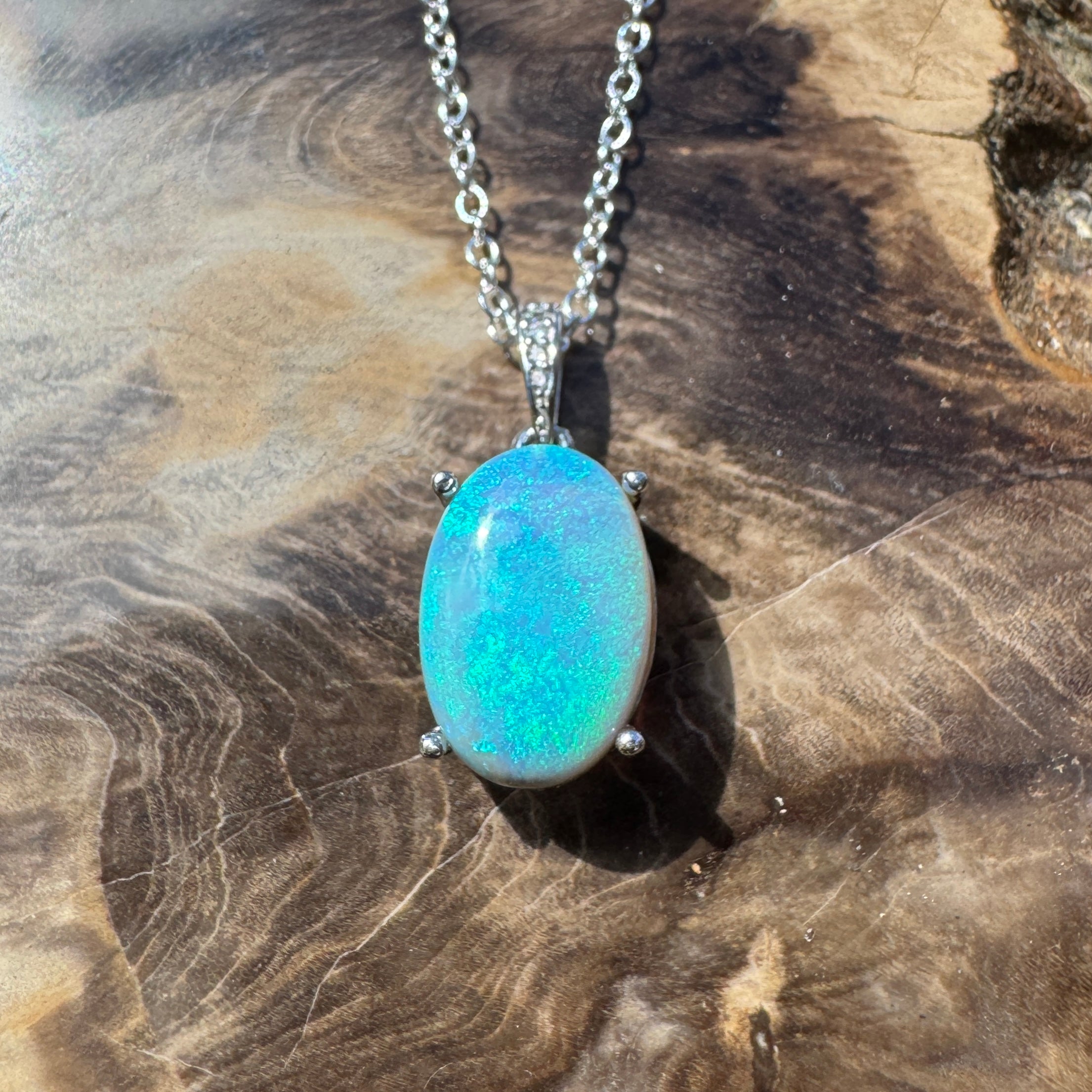 4.4ct Lightning Ridge Semi Black Opal Pendant Necklace ~ 'Sunny Coast Colour' | 925 Sterling Silver | Solid Australian Opal