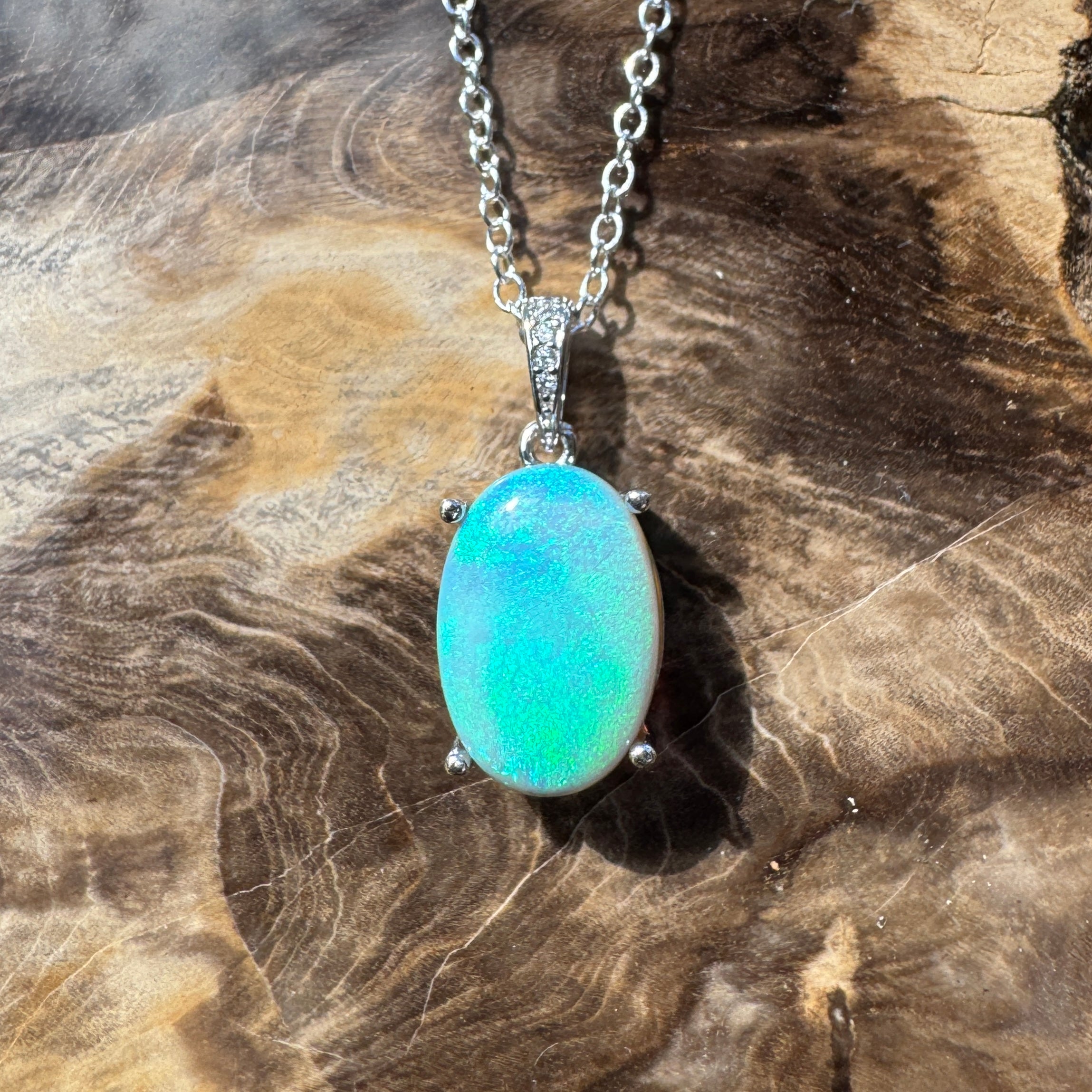 4.4ct Lightning Ridge Semi Black Opal Pendant Necklace ~ 'Sunny Coast Colour' | 925 Sterling Silver | Solid Australian Opal