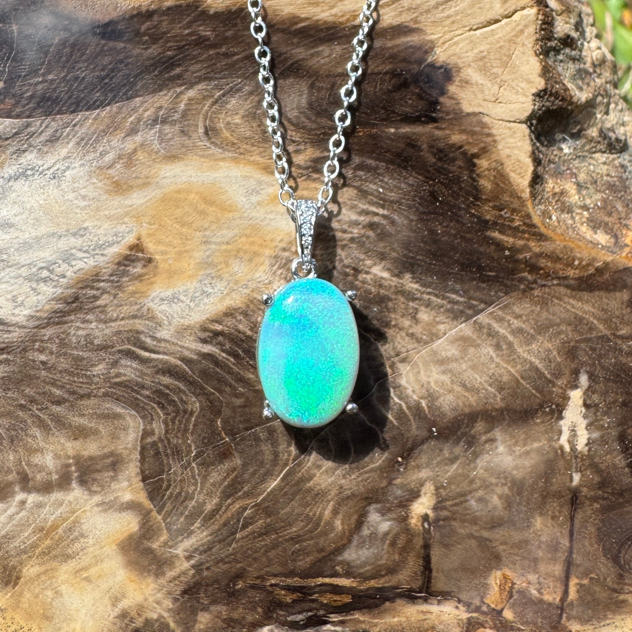 4.4ct Lightning Ridge Semi Black Opal Pendant Necklace ~ 'Sunny Coast Colour' | 925 Sterling Silver | Solid Australian Opal