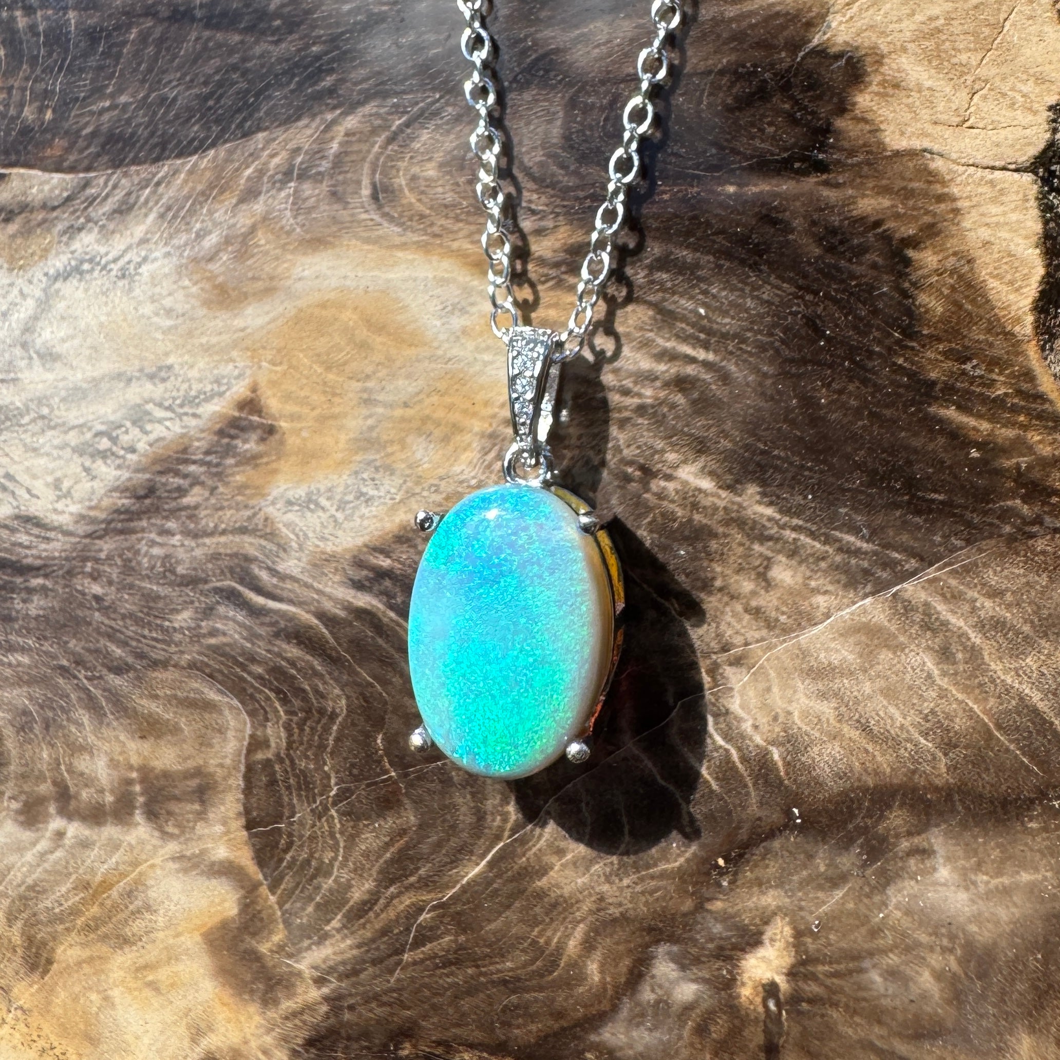 4.4ct Lightning Ridge Semi Black Opal Pendant Necklace ~ 'Sunny Coast Colour' | 925 Sterling Silver | Solid Australian Opal