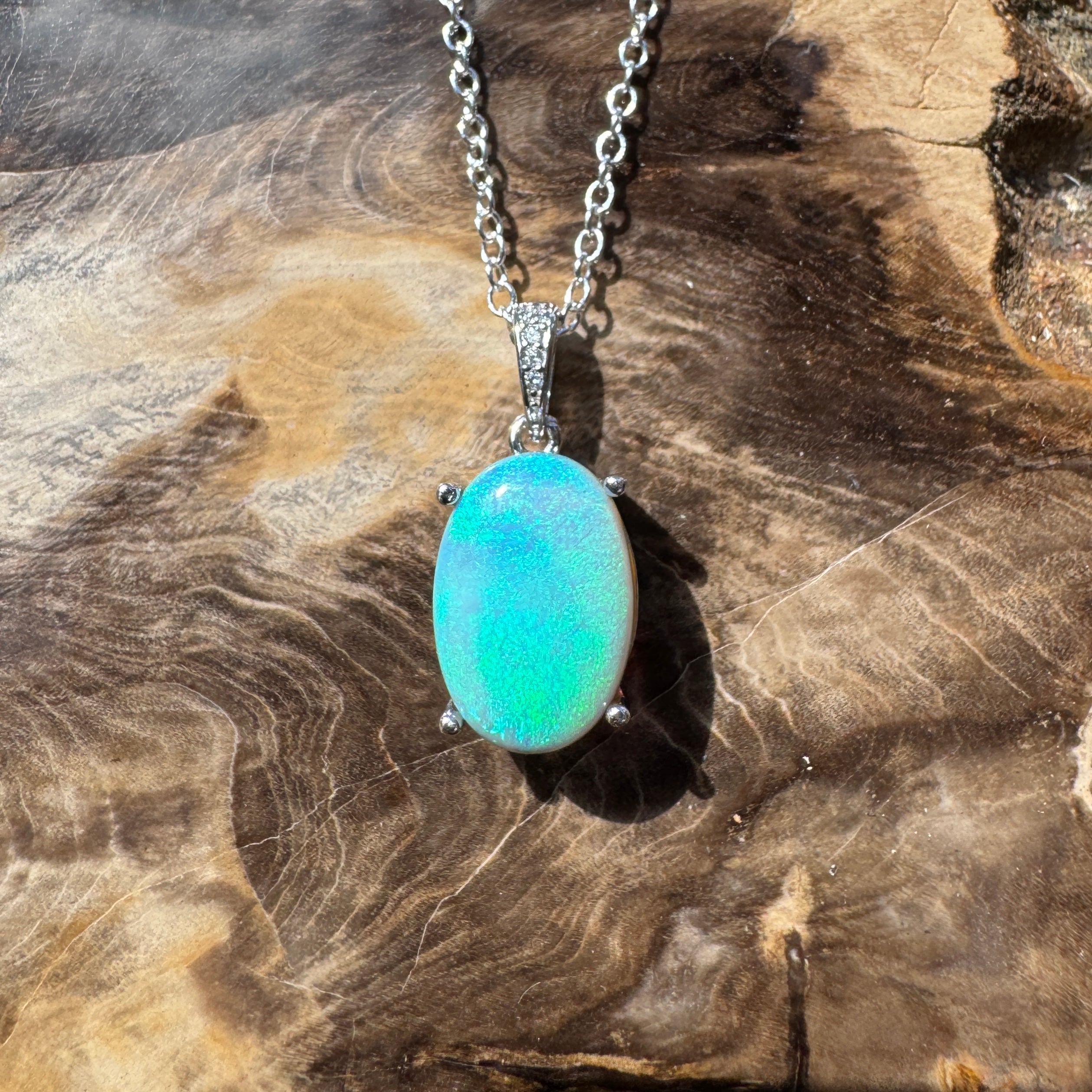 4.4ct Lightning Ridge Semi Black Opal Pendant Necklace ~ 'Sunny Coast Colour' | 925 Sterling Silver | Solid Australian Opal