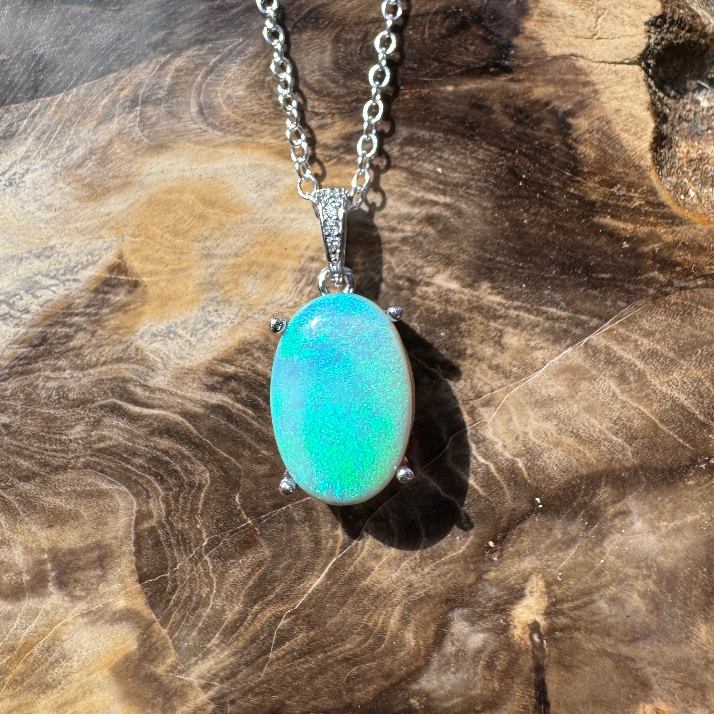 4.4ct Lightning Ridge Semi Black Opal Pendant Necklace ~ 'Sunny Coast Colour' | 925 Sterling Silver | Solid Australian Opal