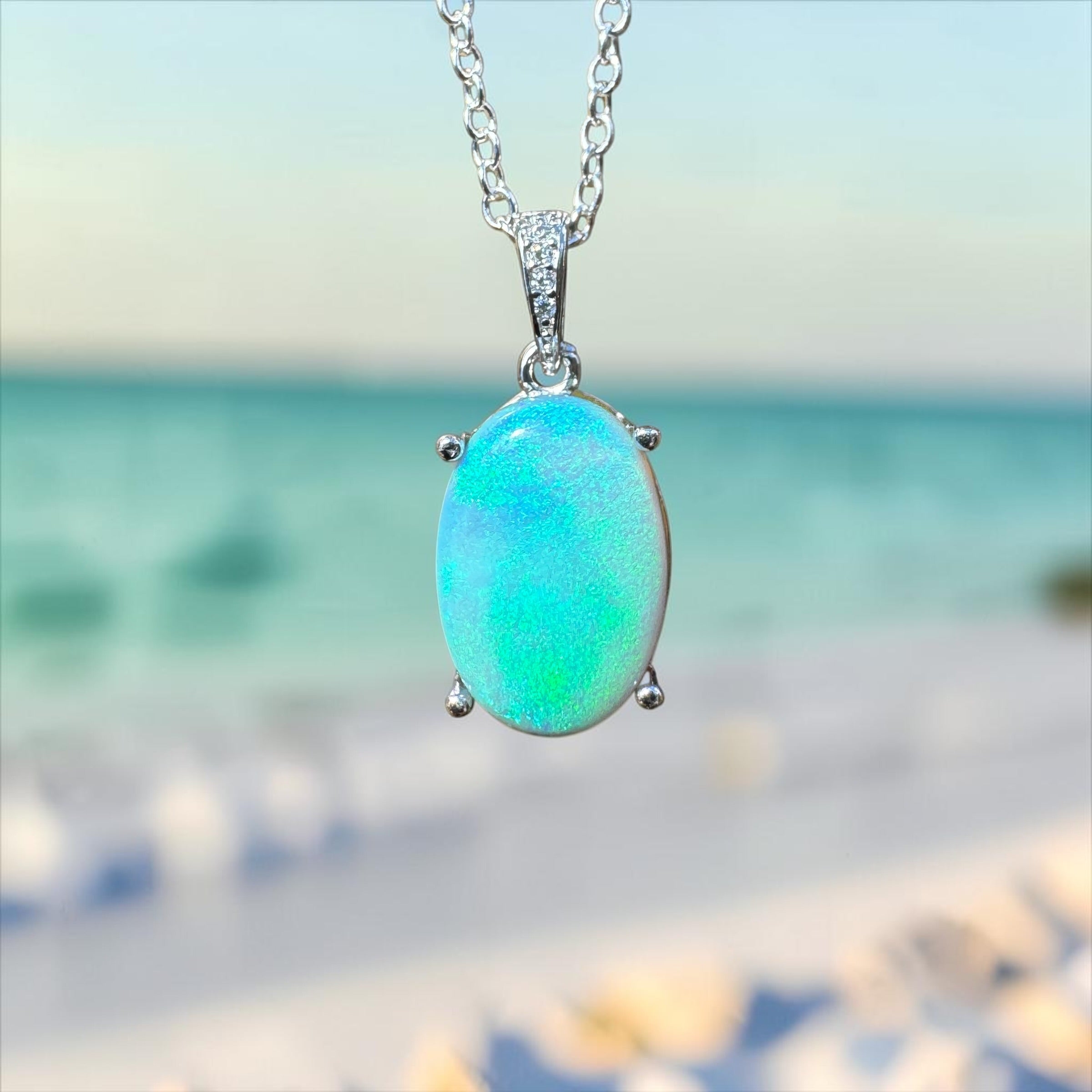 4.4ct Lightning Ridge Semi Black Opal Pendant Necklace ~ 'Sunny Coast Colour' | 925 Sterling Silver | Solid Australian Opal