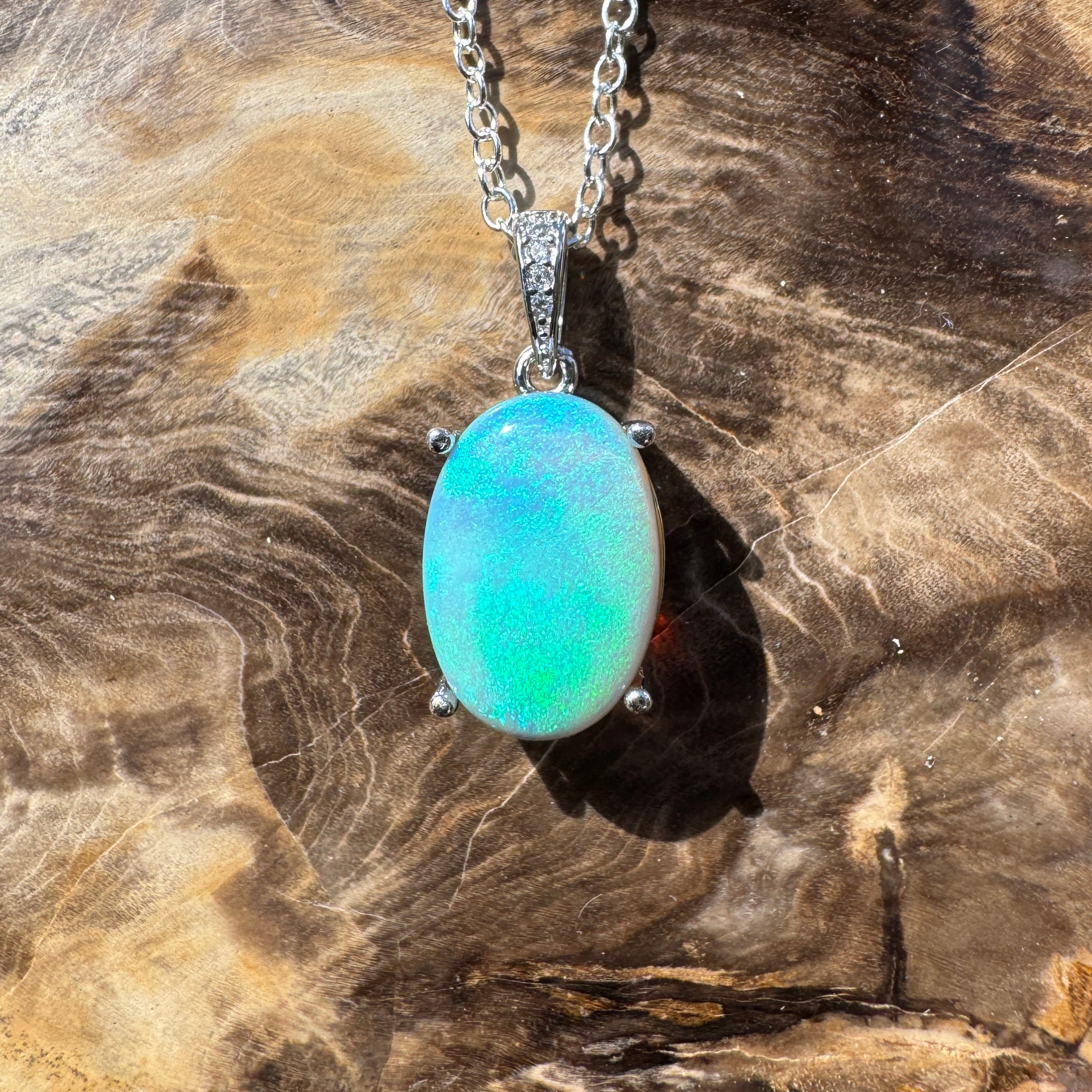 4.4ct Lightning Ridge Semi Black Opal Pendant Necklace ~ 'Sunny Coast Colour' | 925 Sterling Silver | Solid Australian Opal