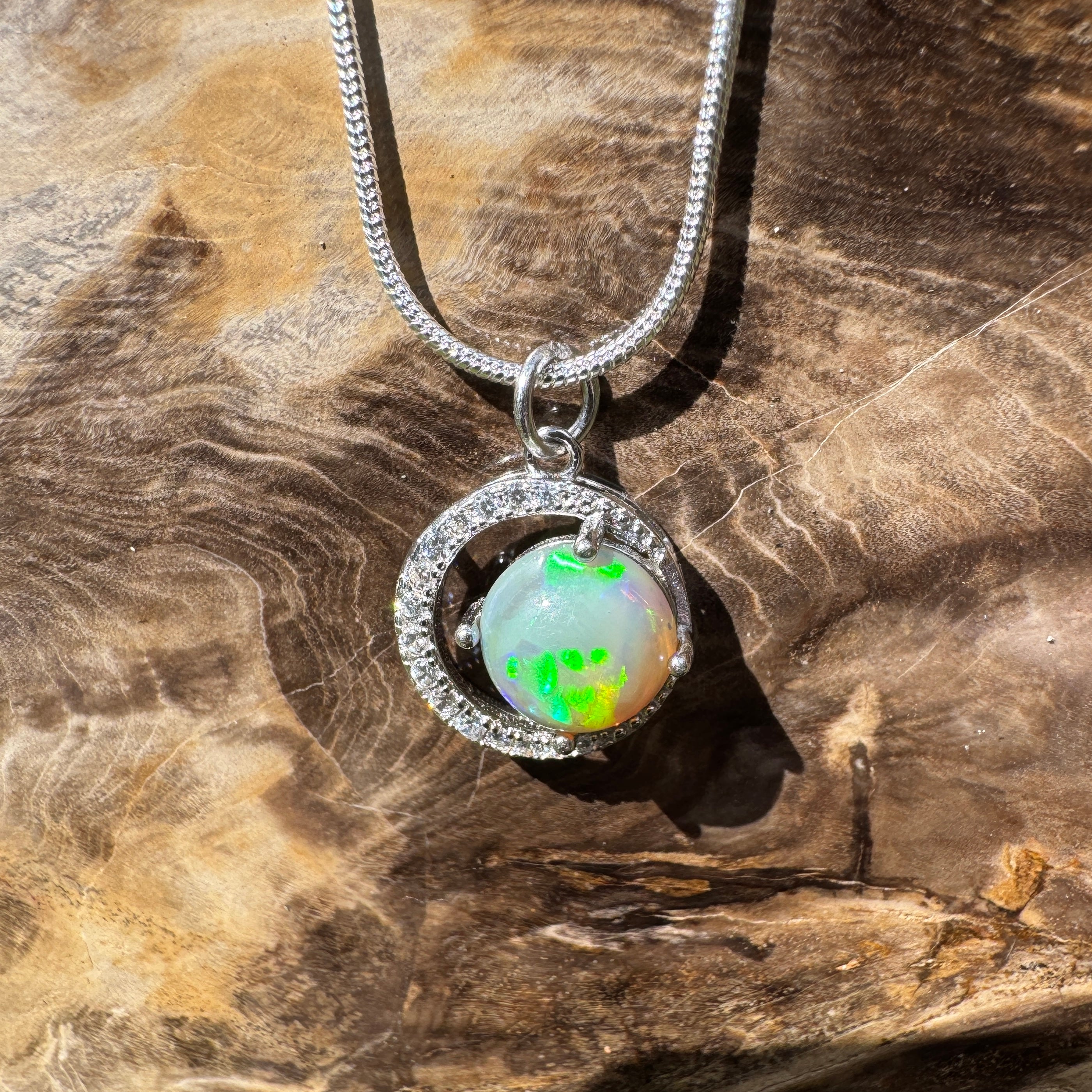 1.6ct Lightning Ridge Opal Pendant Necklace ~ 'Pelican Waters Moonlight' | 925 Sterling Silver | Solid Australian Opal